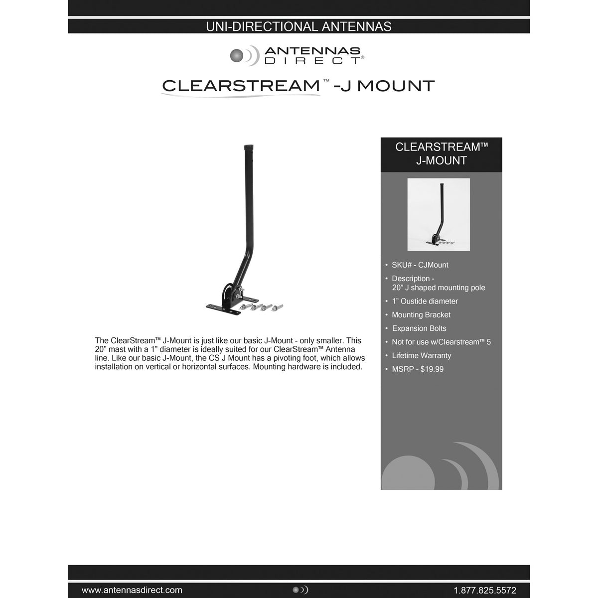 Antennas Direct ClearStream 20-In. TV Antenna Mast - 6