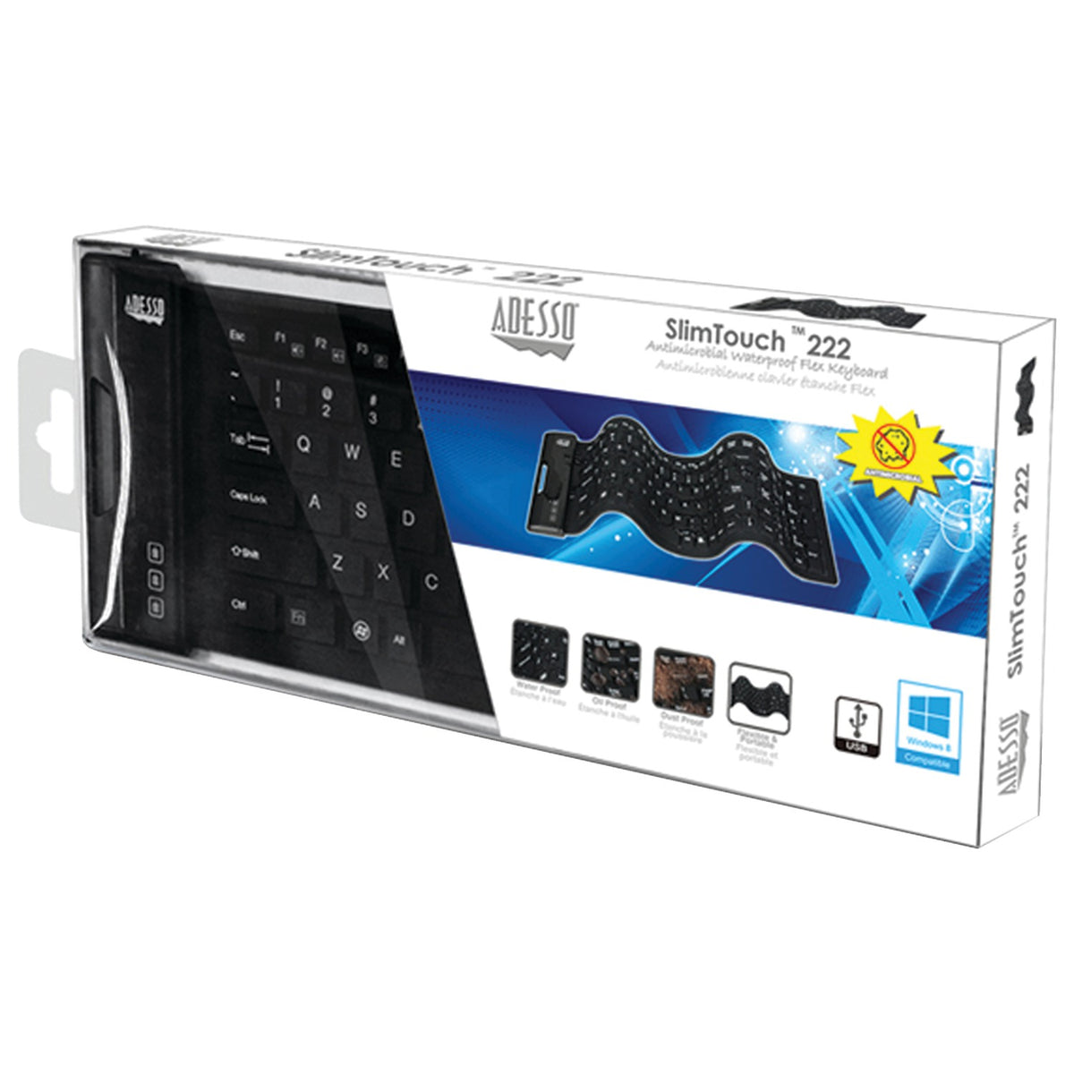Adesso SlimTouch 222 Wired Antimicrobial Waterproof Flex Computer - 5