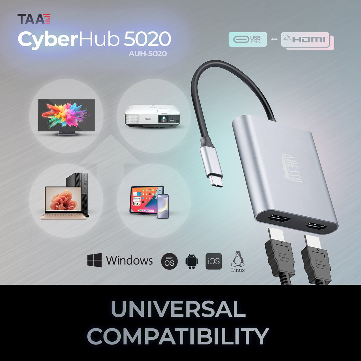Adesso to Dual HDMI Adapter - 8