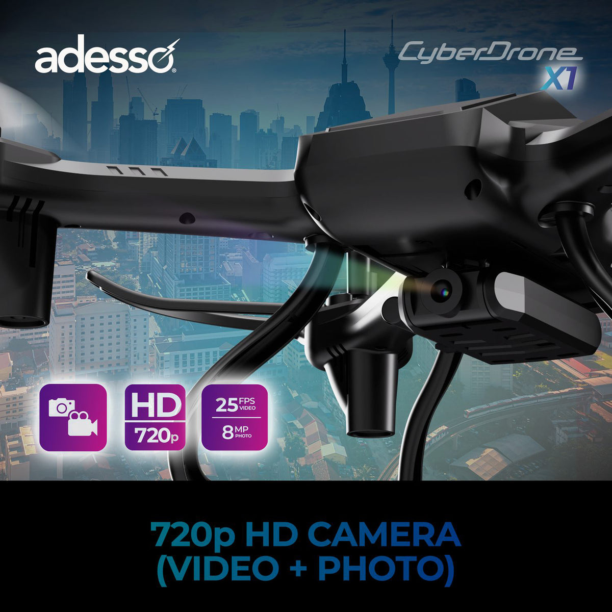 Adesso CyberDrone X1 CyberDrone X1 720p Entry-Level Drone - 3