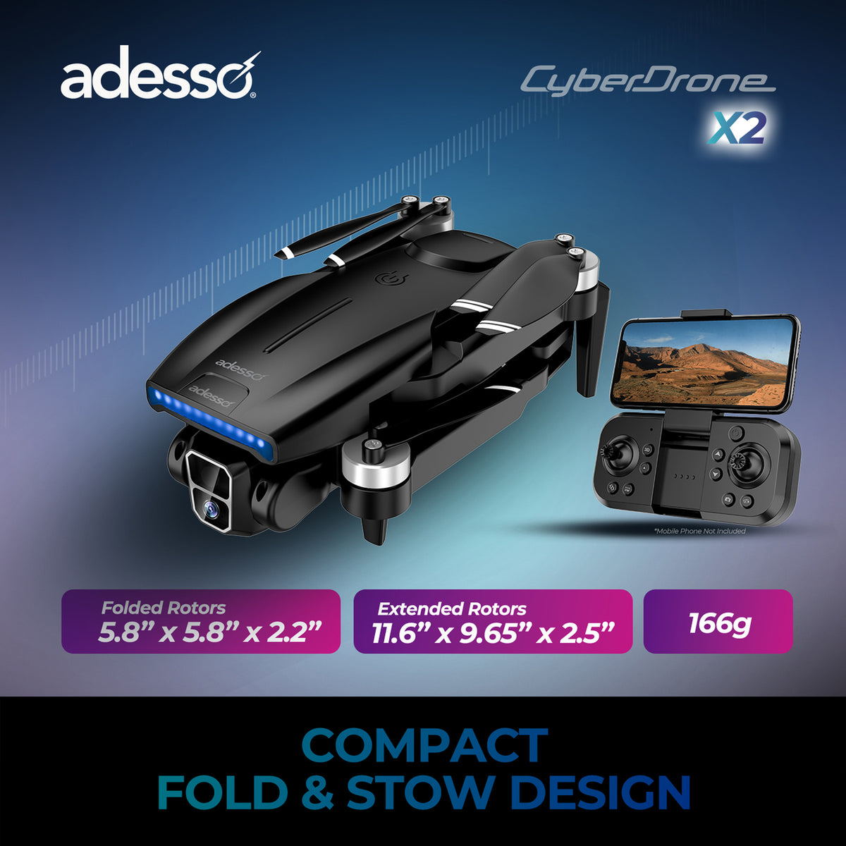 Adesso CyberDrone X2 CyberDrone X2 1080p Drone - 4