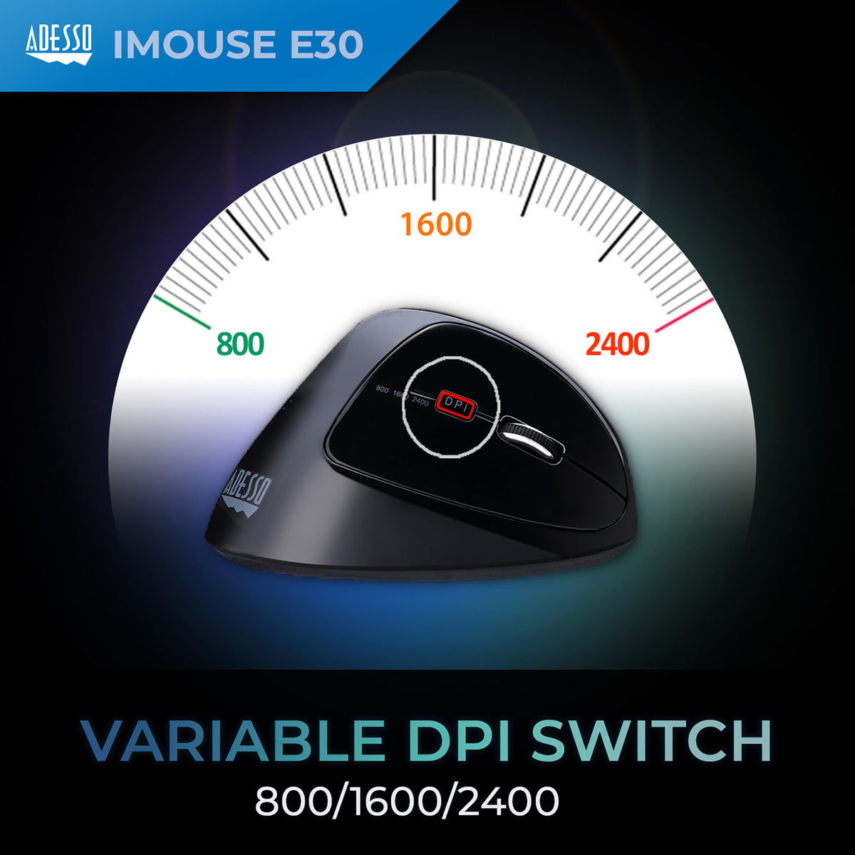 Adesso iMouse E30 Wireless Vertical Ergonomic Right-Handed Mouse - 7