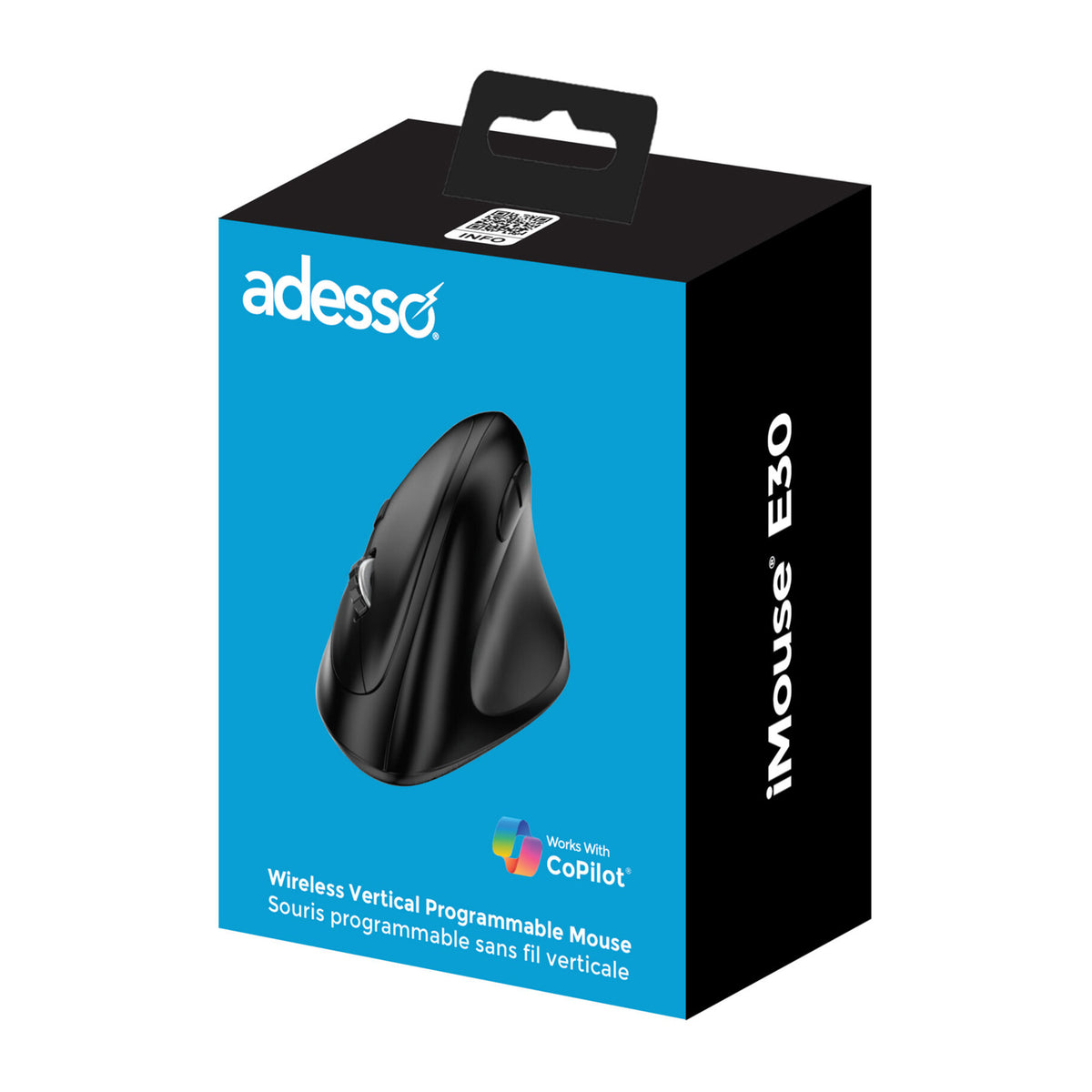 Adesso iMouse E30 Wireless Vertical Ergonomic Right-Handed Mouse - 12