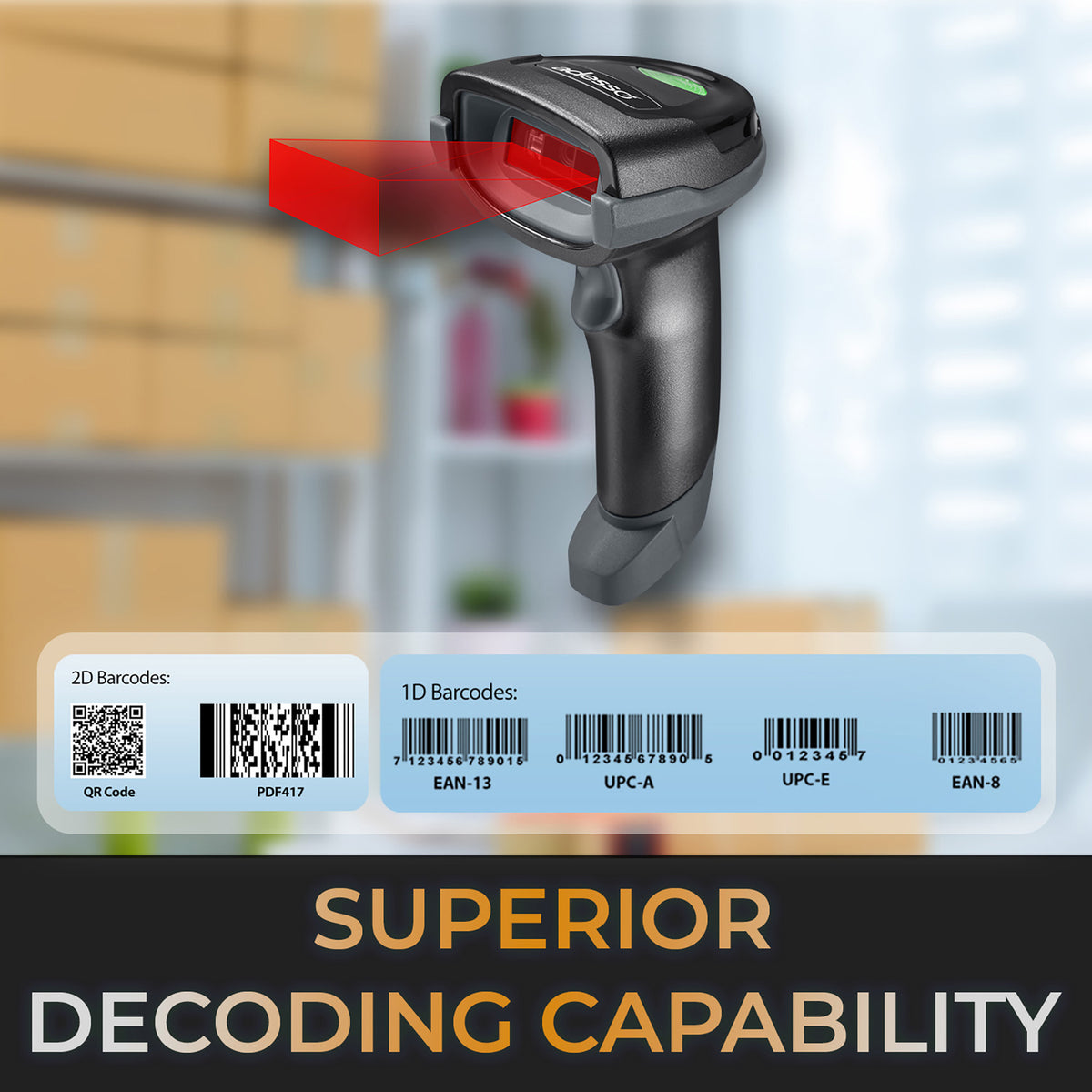 Adesso NuScan 3000 Bluetooth/2.4-GHz/USB-Wired 2D Handheld Barcode Scanner - 2