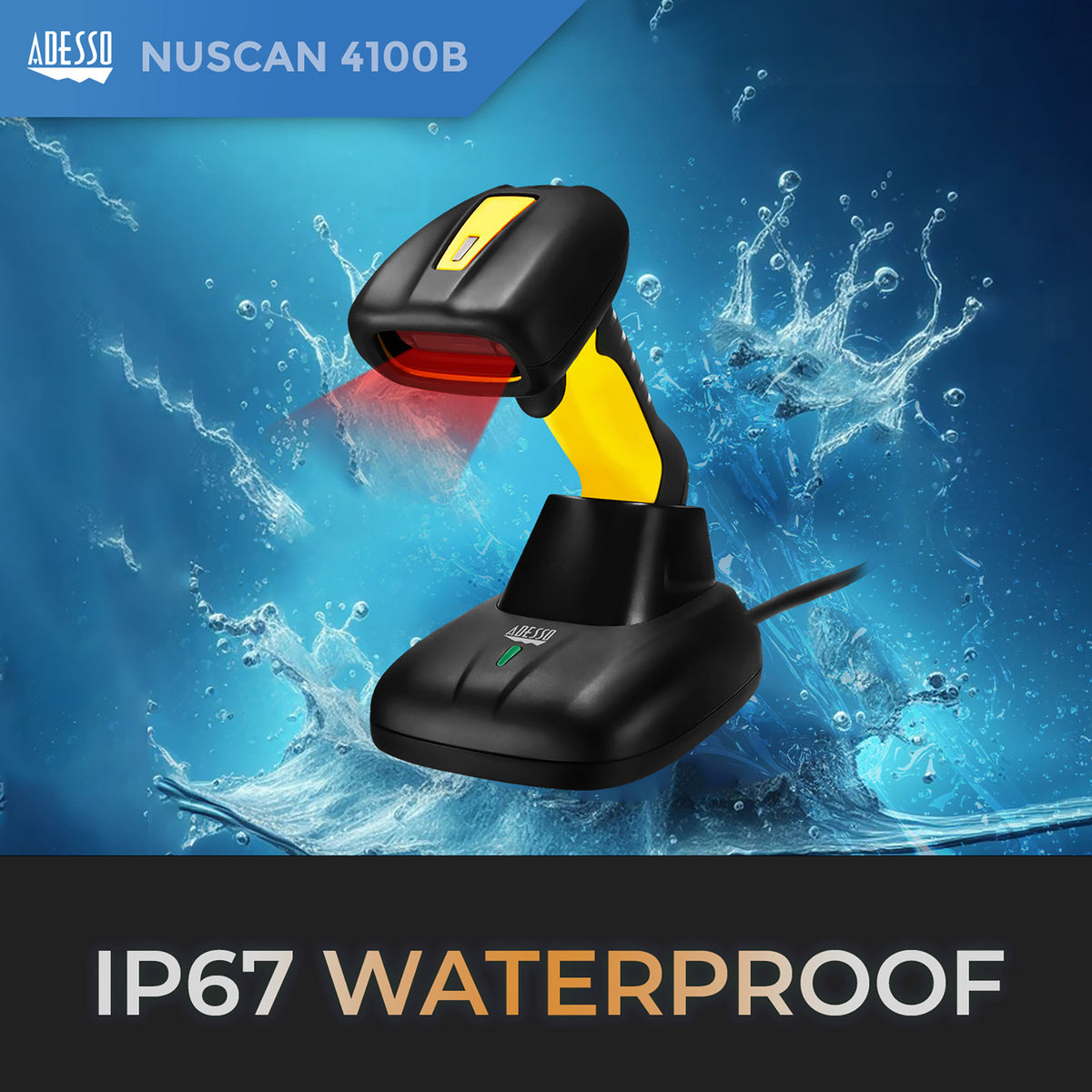 Adesso NuScan 4100B Bluetooth Antimicrobial Waterproof Ccd Handheld - 6