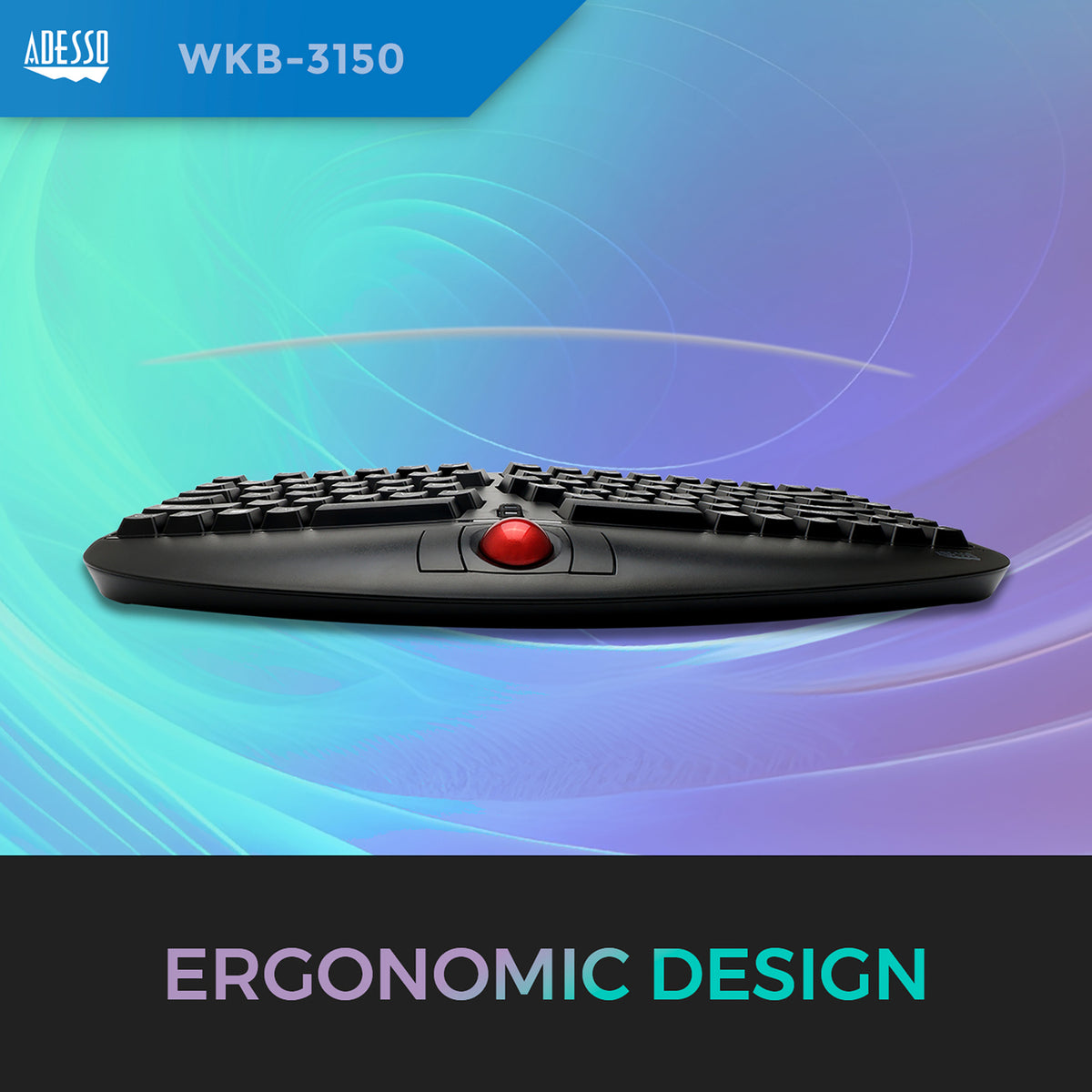 Adesso 2.4-GHz Wireless TruForm Ergonomic Computer Keyboard - 4