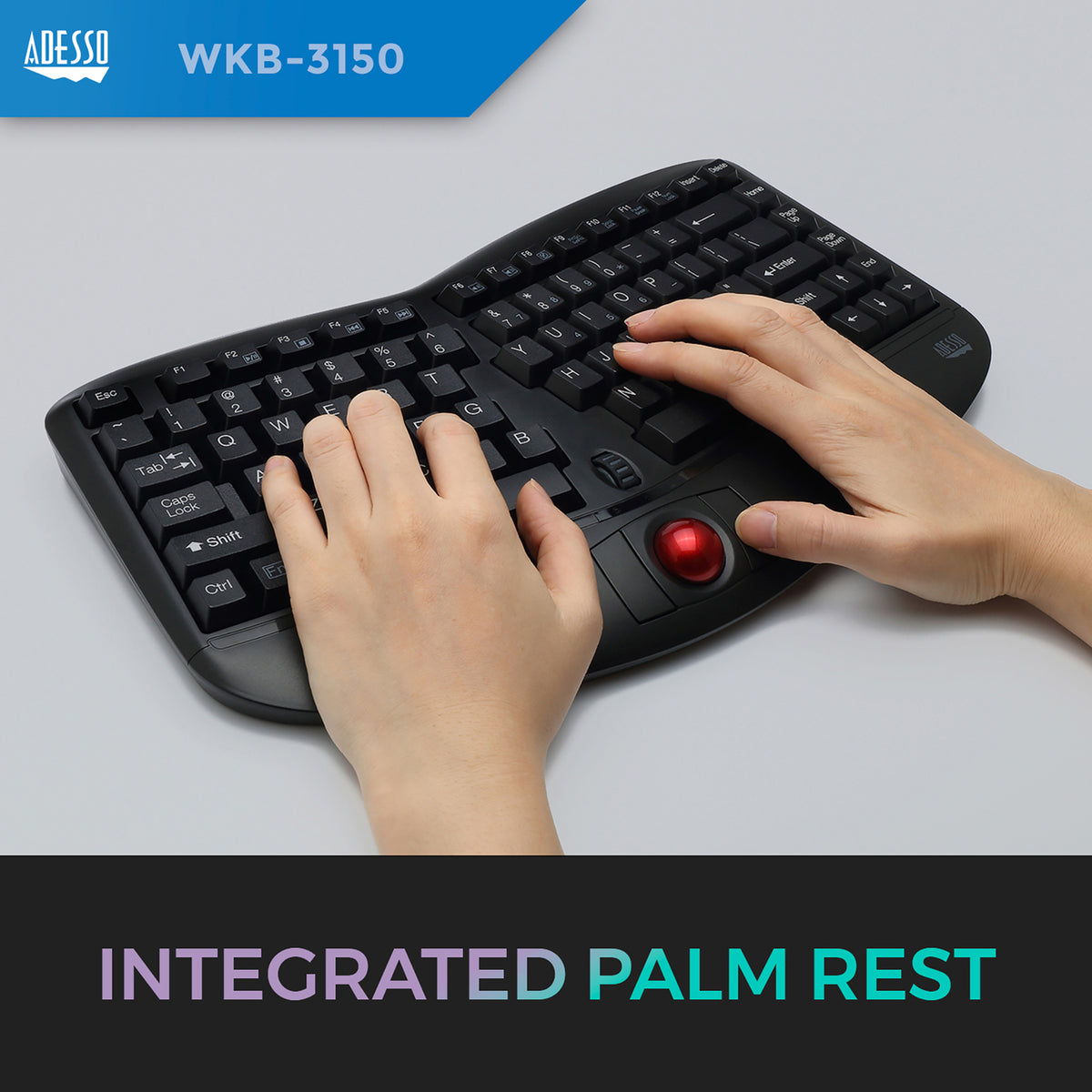 Adesso 2.4-GHz Wireless TruForm Ergonomic Computer Keyboard - 6