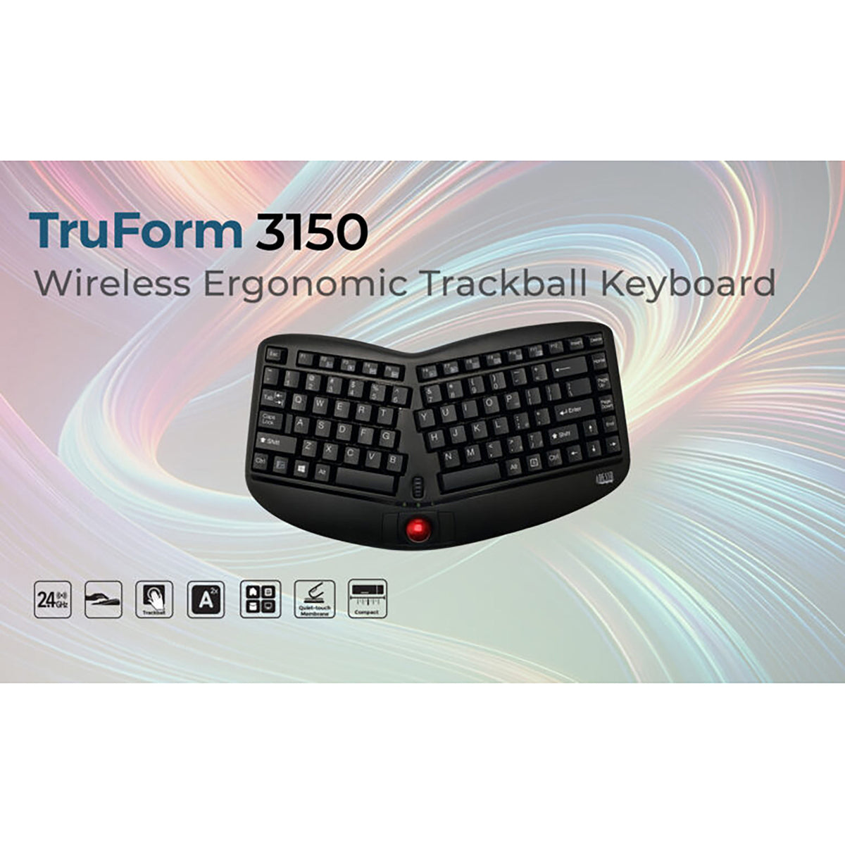 Adesso 2.4-GHz Wireless TruForm Ergonomic Computer Keyboard - 9