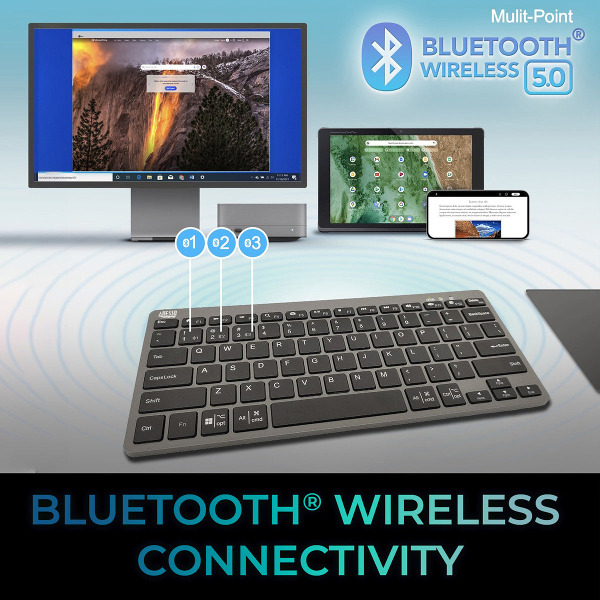 Adesso EasyTouch 7000 Bluetooth Multi-Device Keyboard - 7