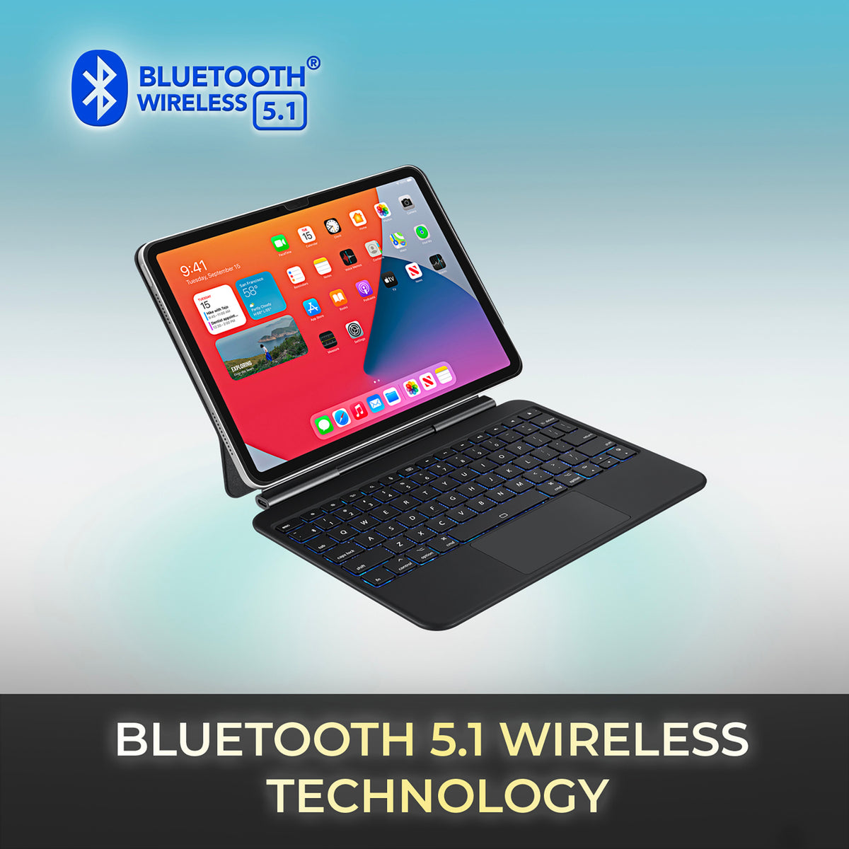 Adesso EasyTouch Folio 7010 Bluetooth Keyboard for iPad Pro 11 In. and - 2