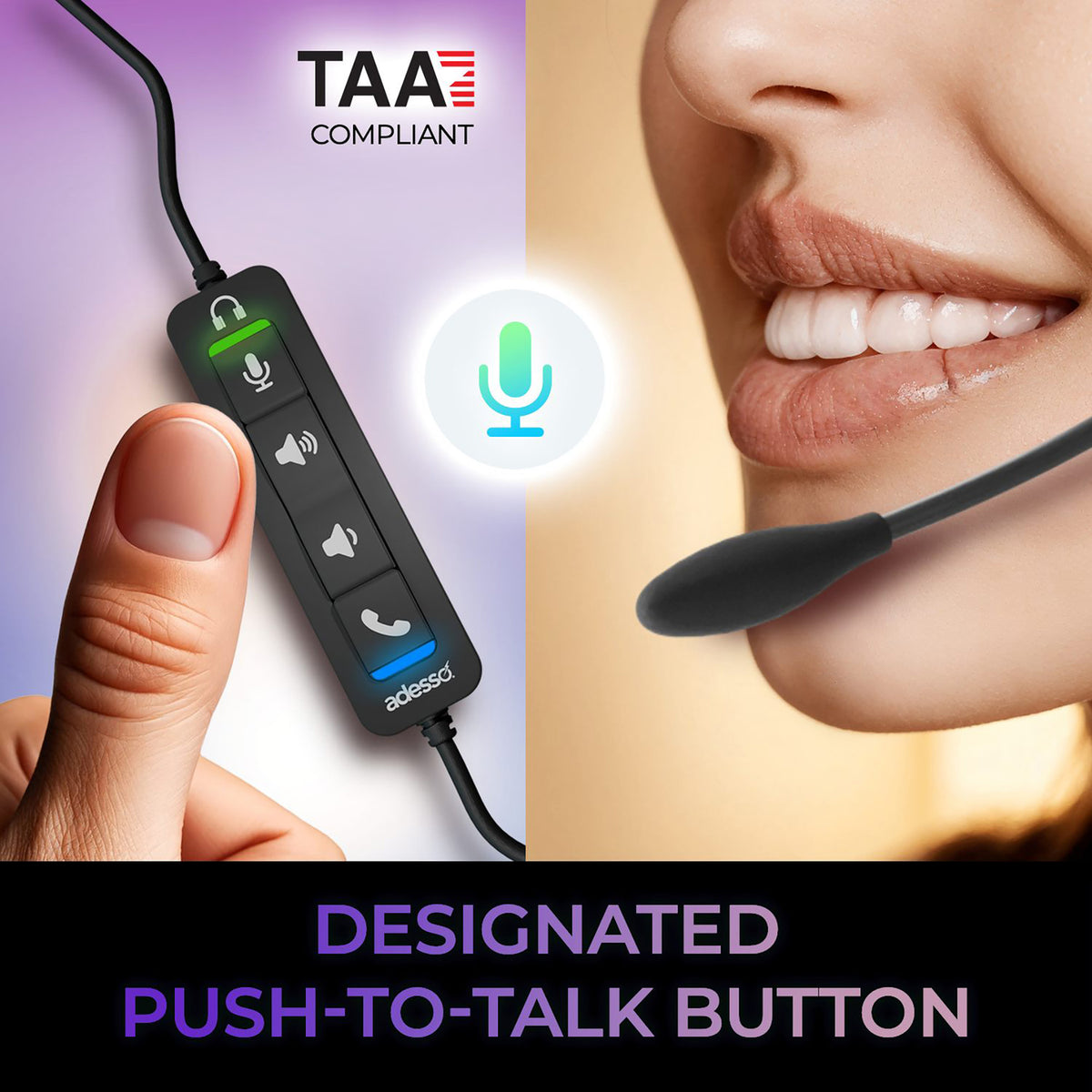 Adesso Xtream P4T-TAA Push-to-Talk Headset - 3