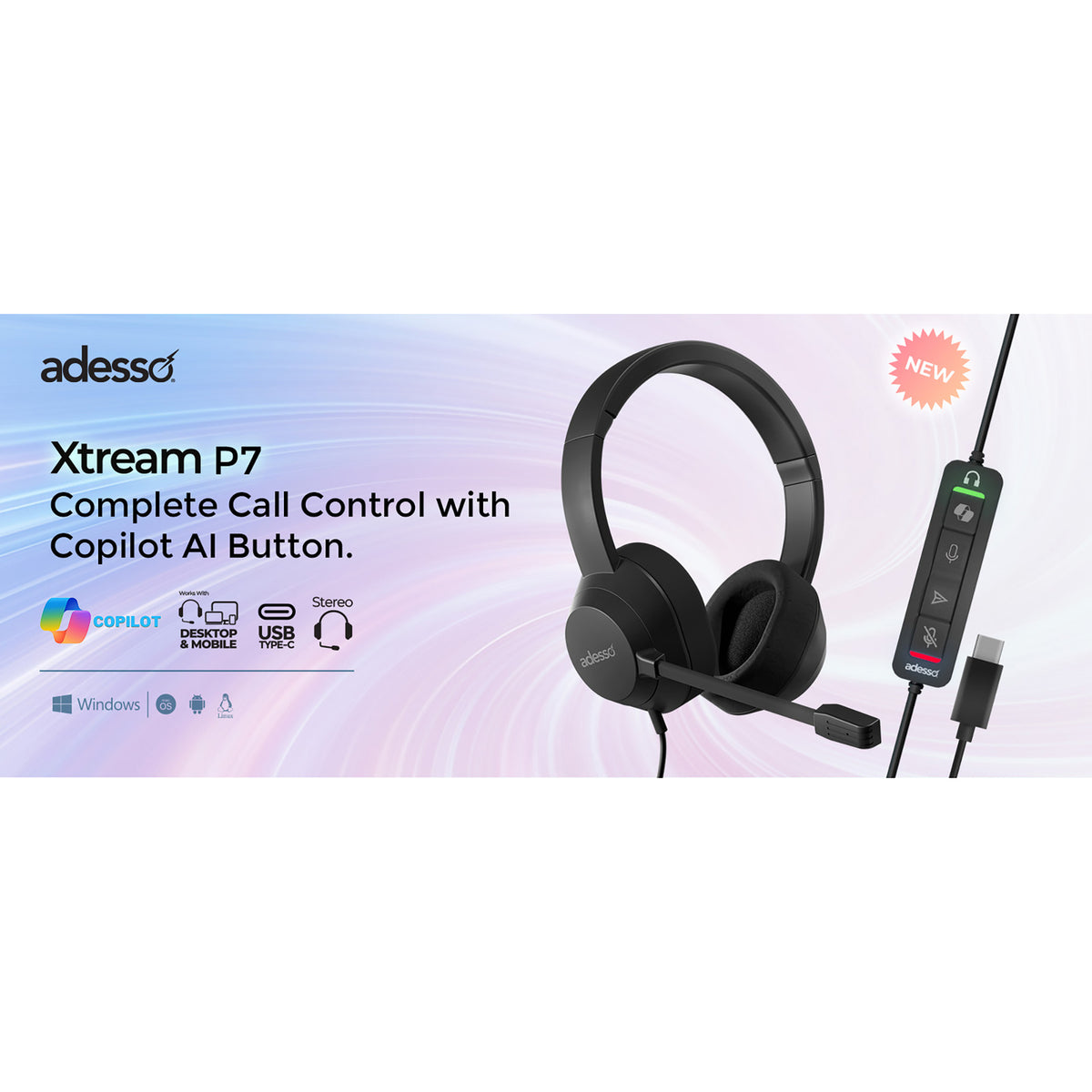 Adesso Xtream P7 Ai Copilot Headset with Microphone - 8