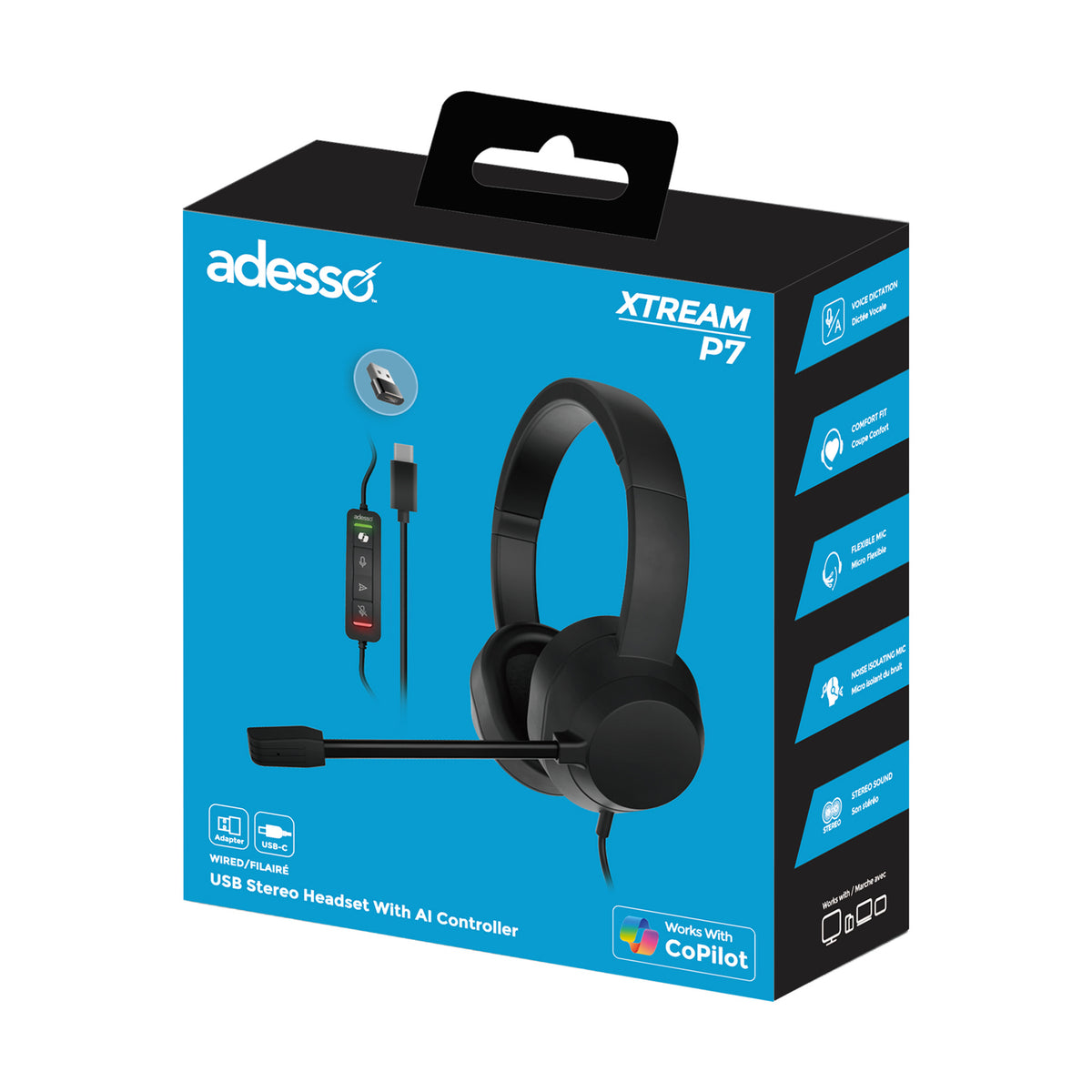 Adesso Xtream P7 Ai Copilot Headset with Microphone - 11