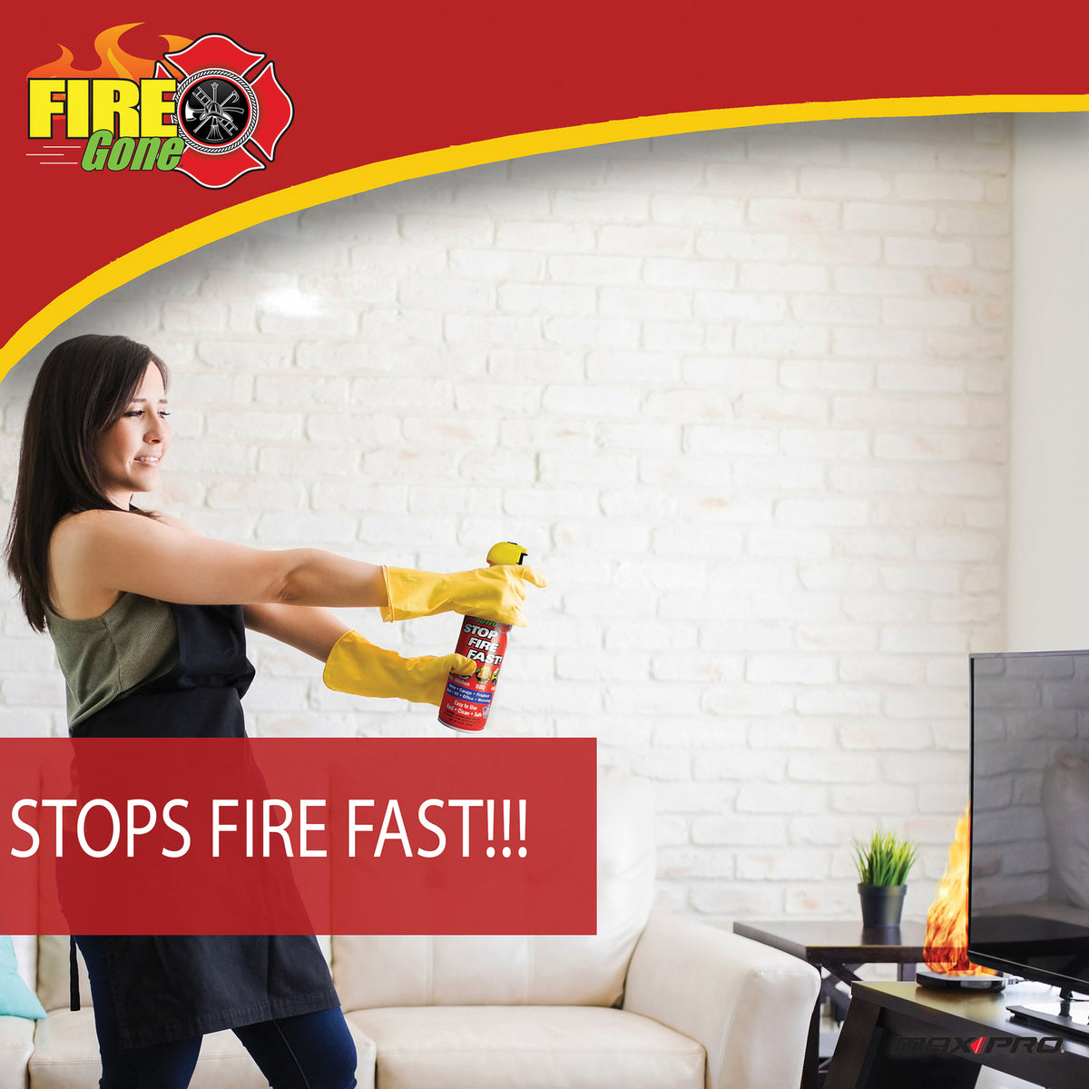 Fire Gone Fire Suppressant, 2 Pack with Bracket - 5