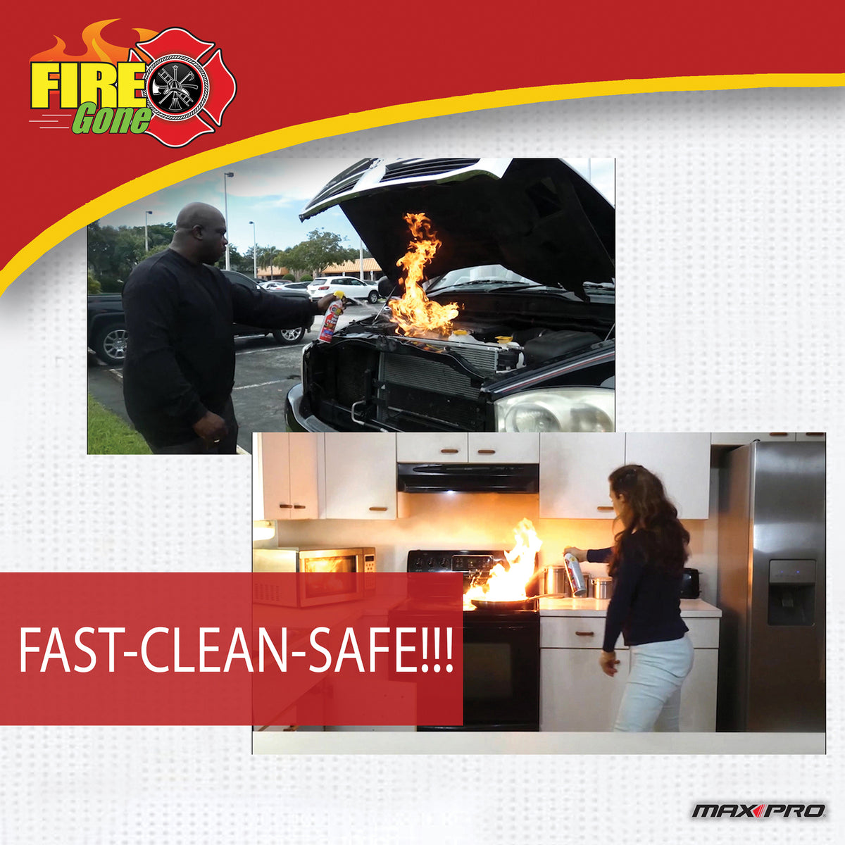 Fire Gone Fire Suppressant, 2 Pack with Bracket - 6