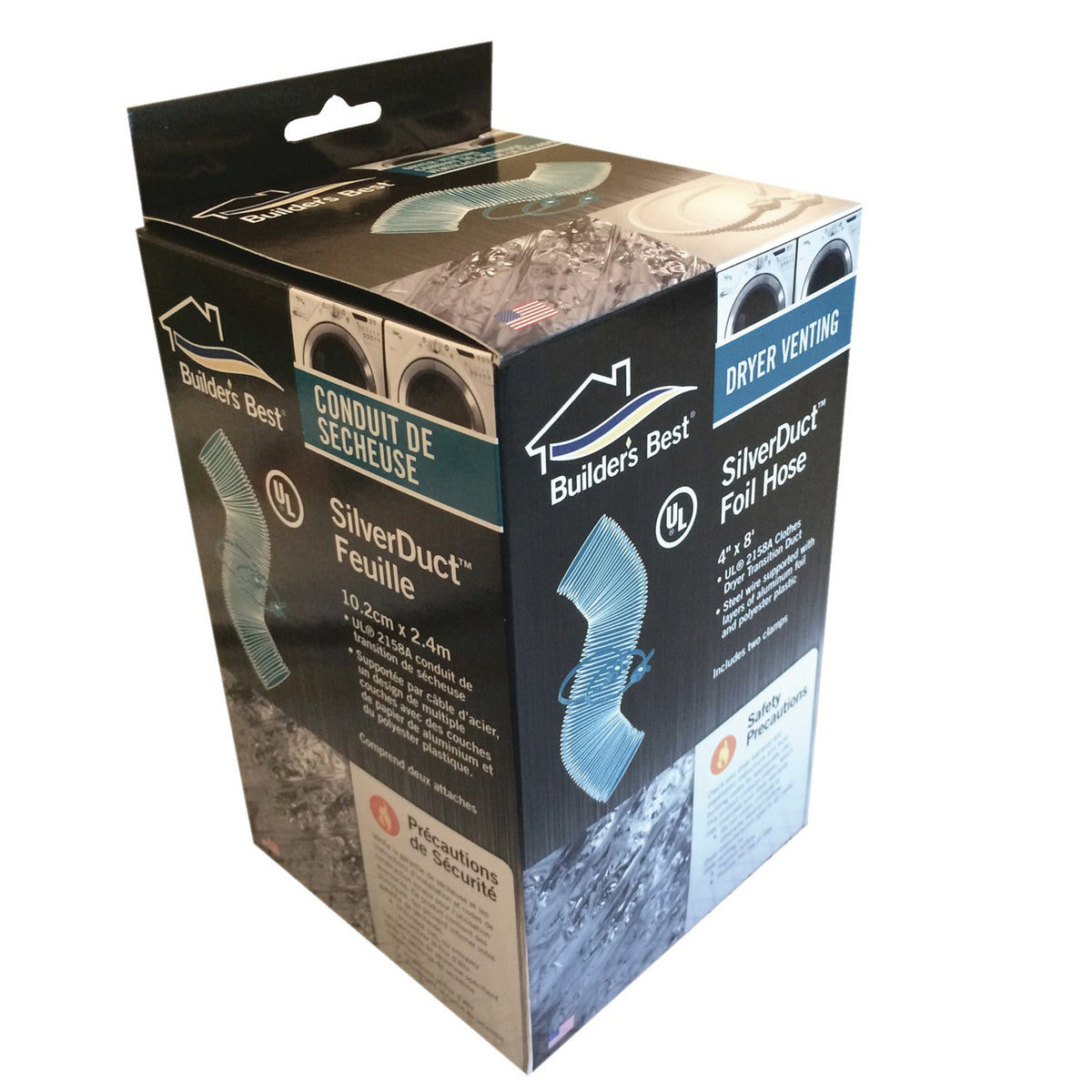 Builder's Best 4" X 8ft SilverDuct Dryer Transition Duct Kit - 3