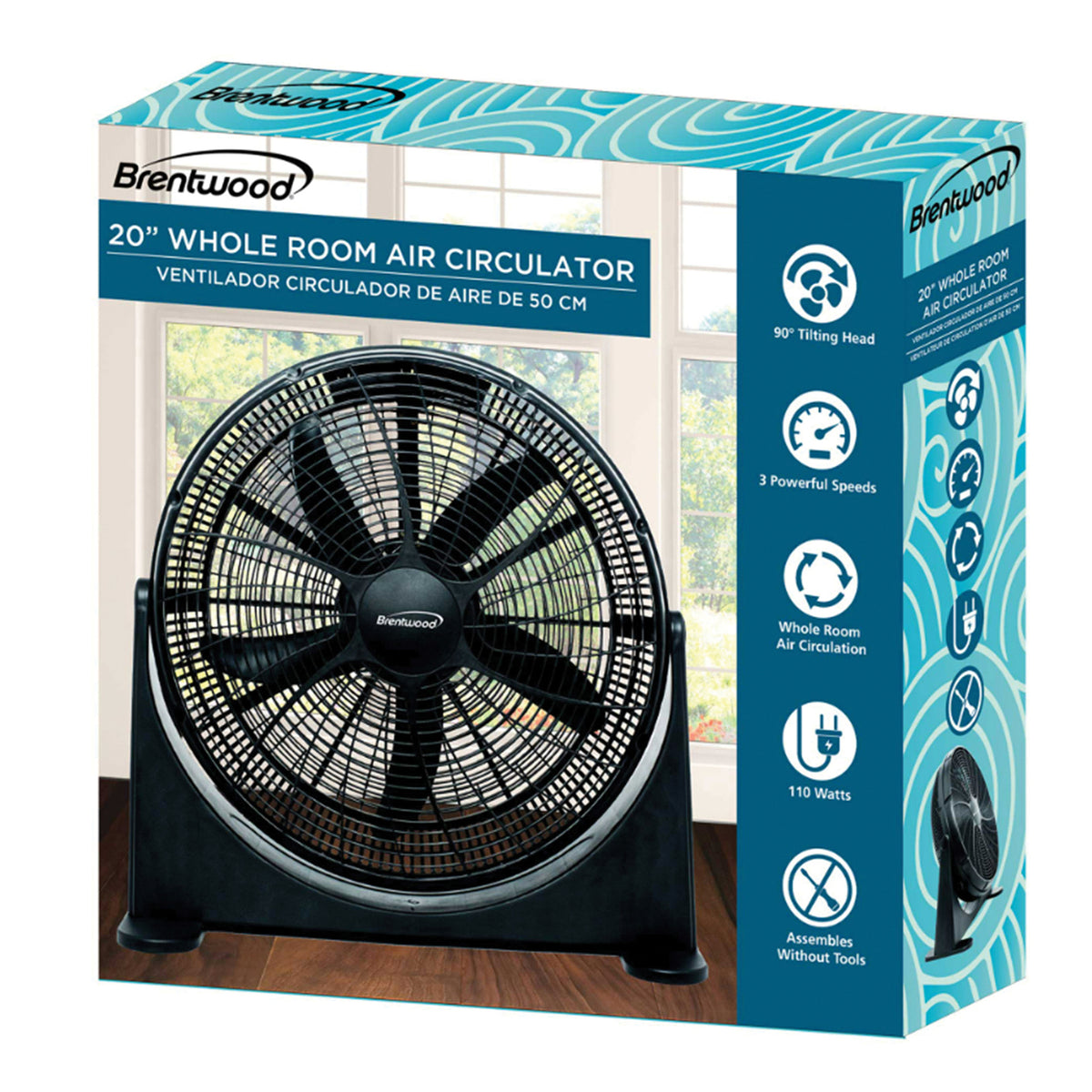 Brentwood 20-In. Portable High-Velocity Air-Circulator Floor Fan - 2
