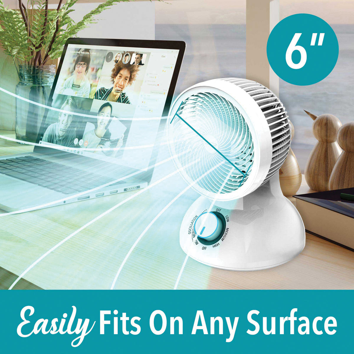Brentwood 6-In. Portable Oscillating Air Circulator Desktop Fan