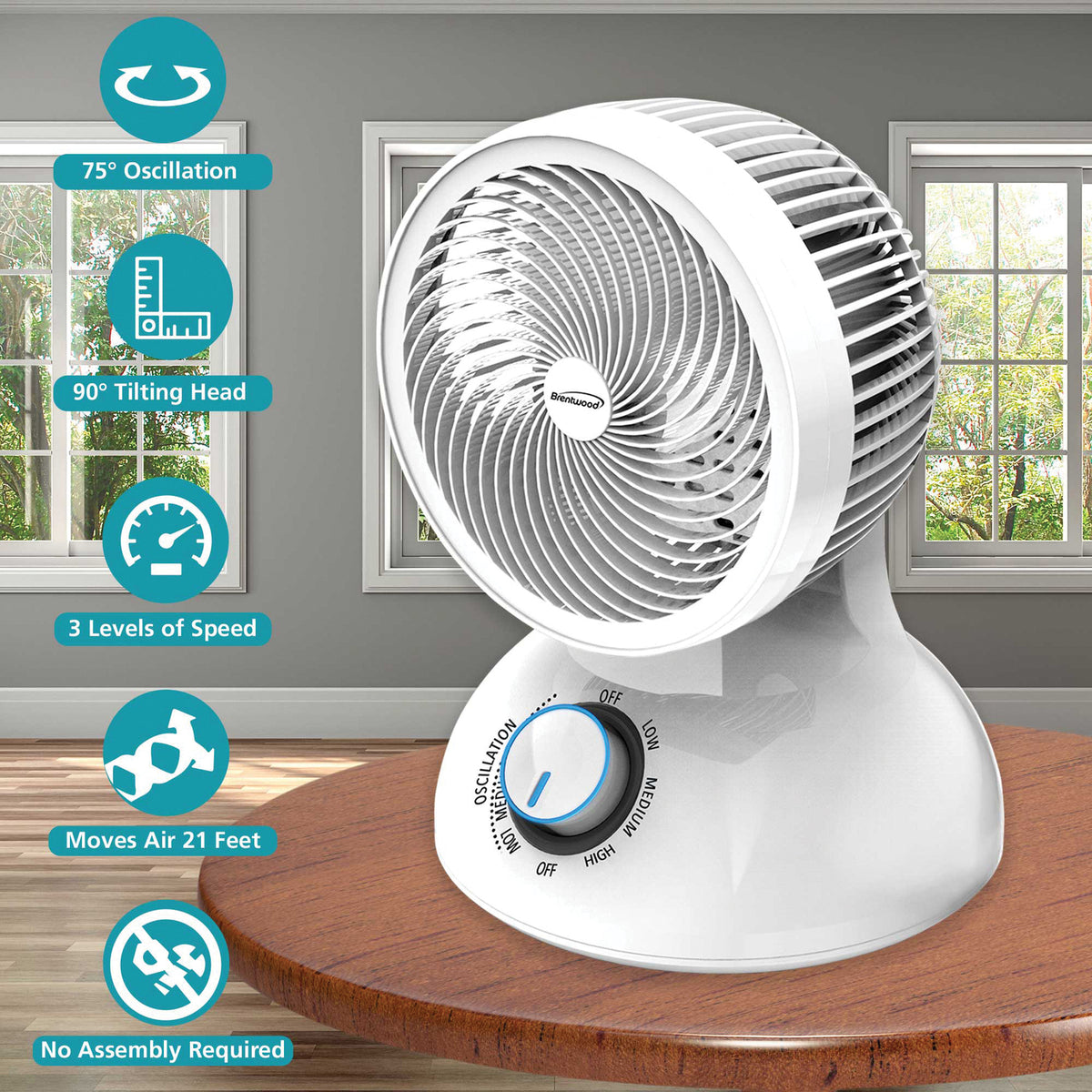 Brentwood 6-In. Portable Oscillating Air Circulator Desktop Fan - 6