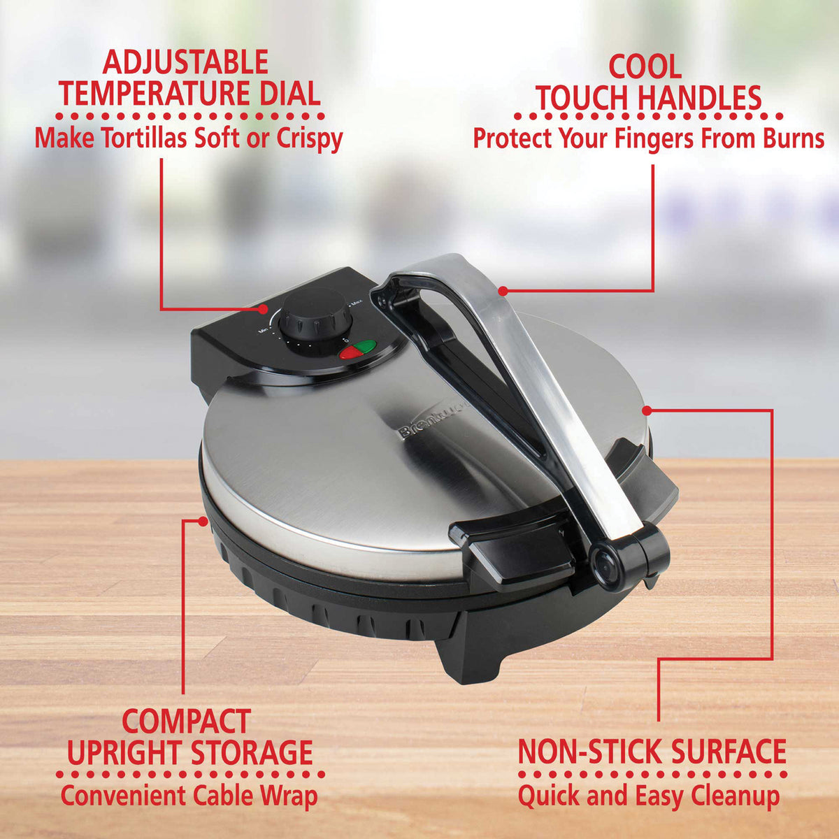 Brentwood 1,200-Watt 12-In. Nonstick Electric Tortilla Maker - 4