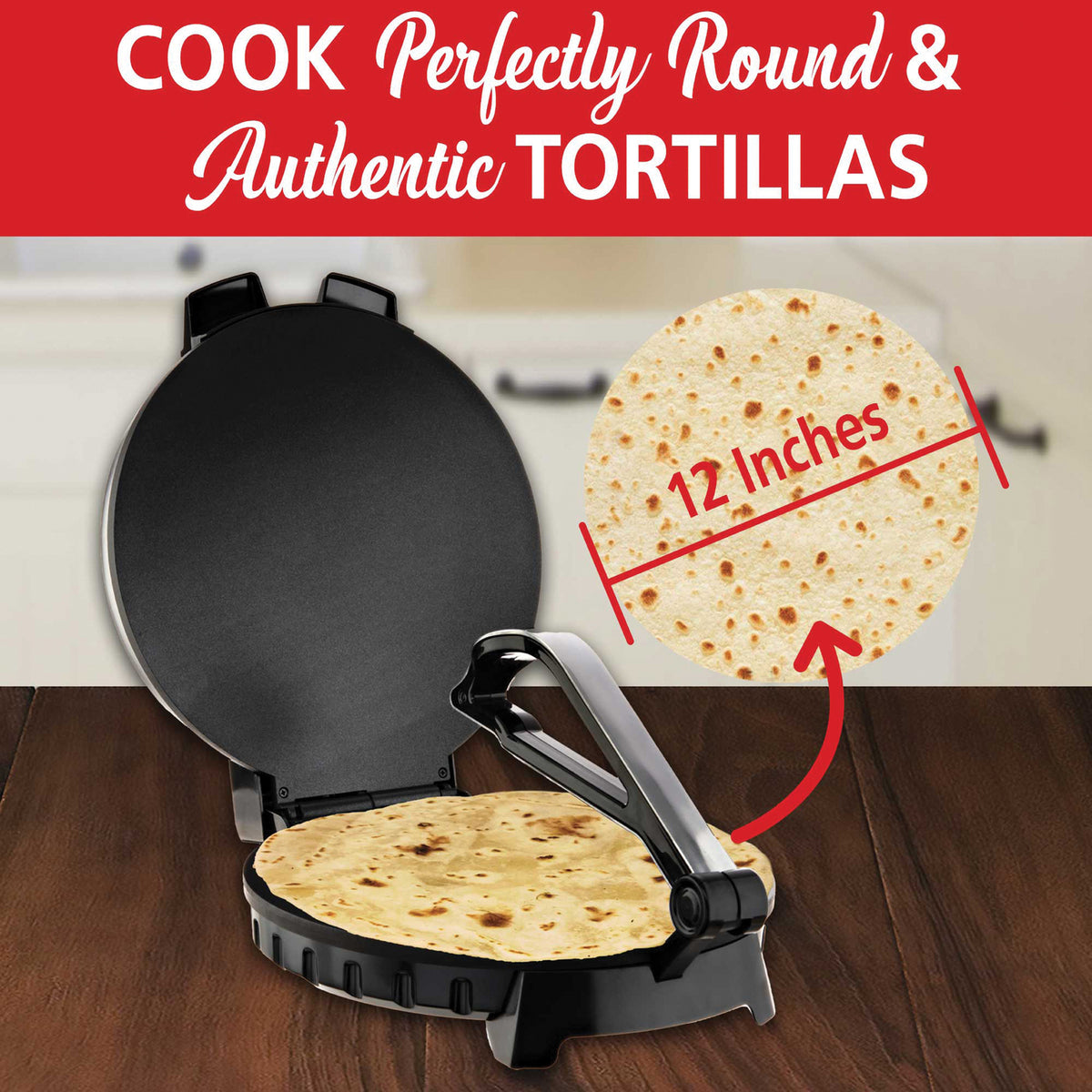 Brentwood 1,200-Watt 12-In. Nonstick Electric Tortilla Maker - 7