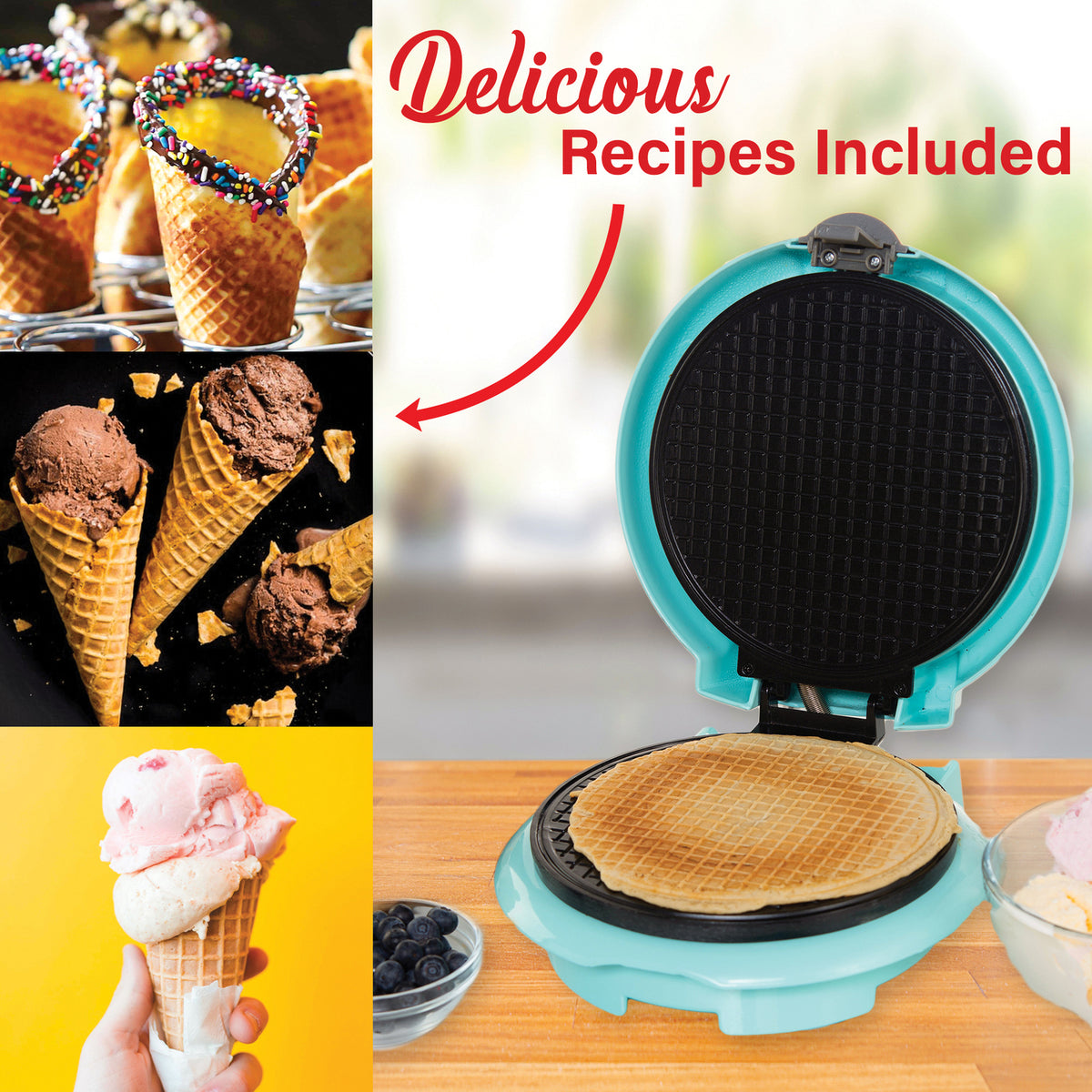 Brentwood Just for Fun Waffle Cone Maker — Blue - 3