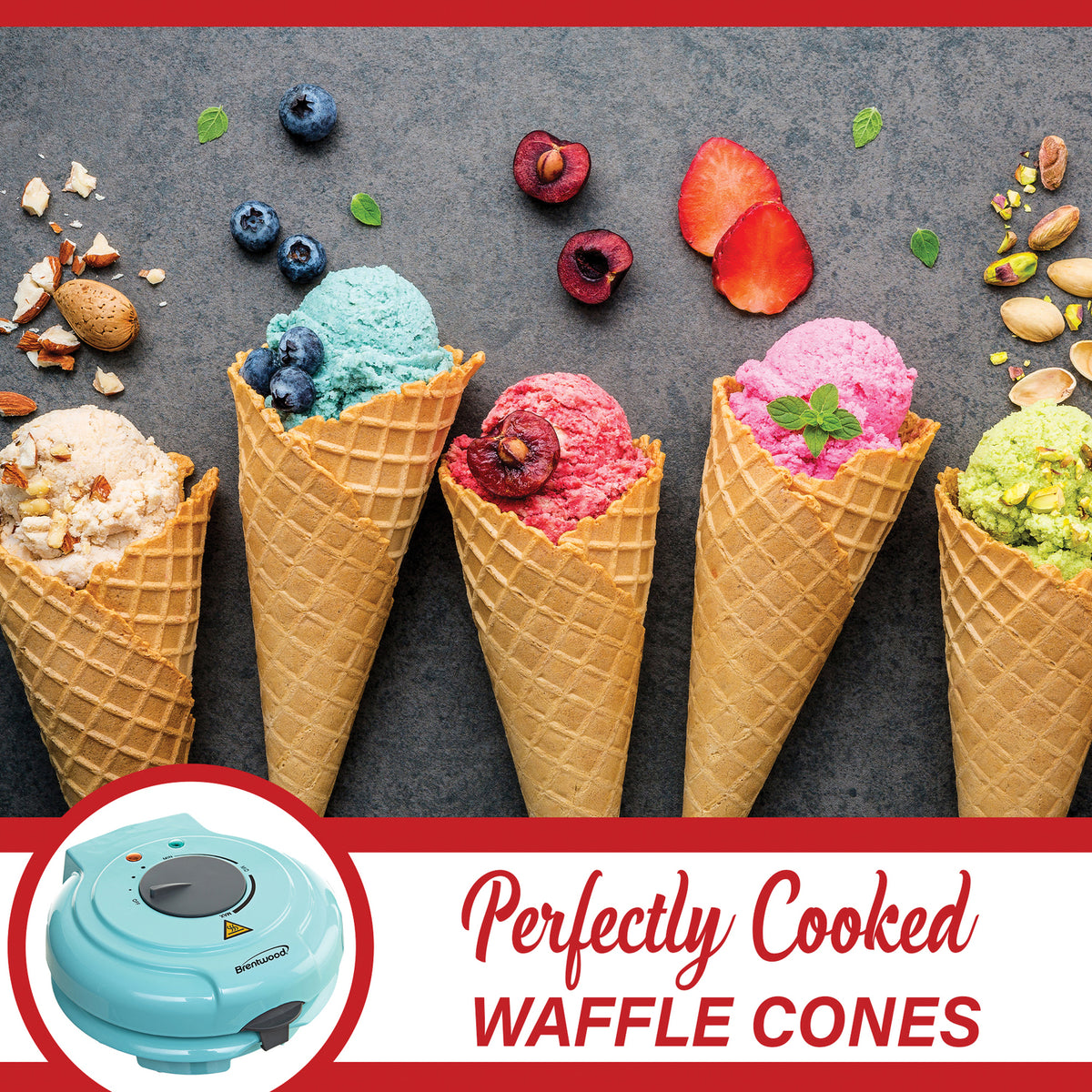 Brentwood Just for Fun Waffle Cone Maker — Blue - 4