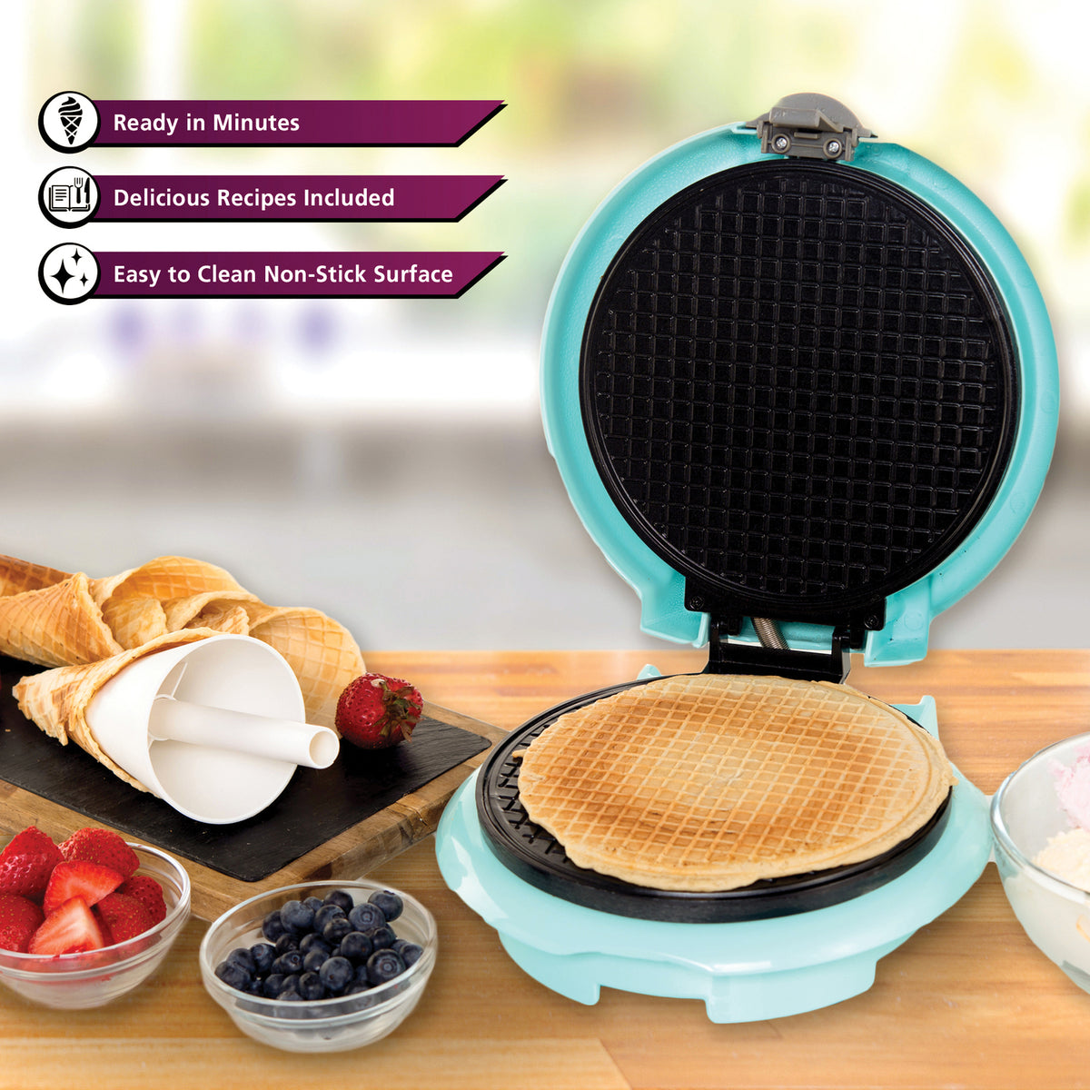 Brentwood Just for Fun Waffle Cone Maker — Blue - 7