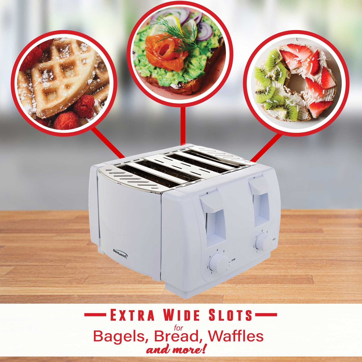 Brentwood Cool Touch 4-Slice Toaster (White) - 6