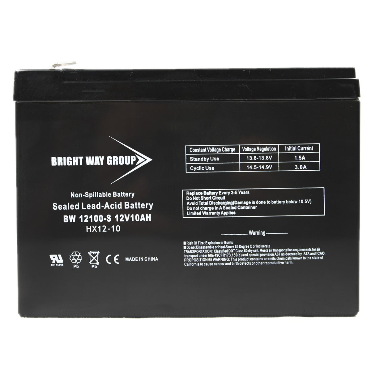 Bright Way Group Bwg 12100-S F2 Sealed Lead Acid Battery - 9