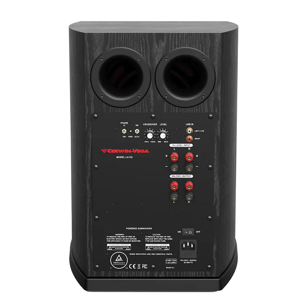 Subwoofer autoamplificado Cerwin-Vega La Series de 10 pulgadas y 43 vatios de potencia continua