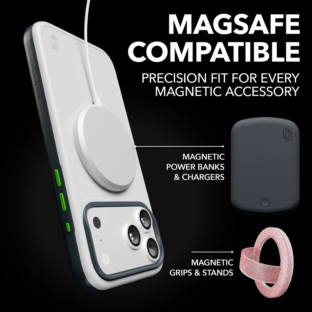 Cellhelmet Fortitude Series MagSafe-Compatible Case (iPhone 17; Hyper — Gray - 3