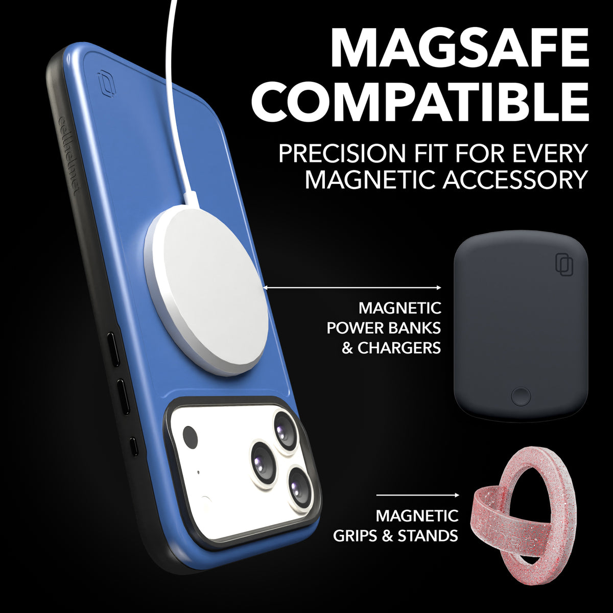 Cellhelmet Fortitude Series MagSafe-Compatible Case (iPhone 17 Pro Max — Blue - 3