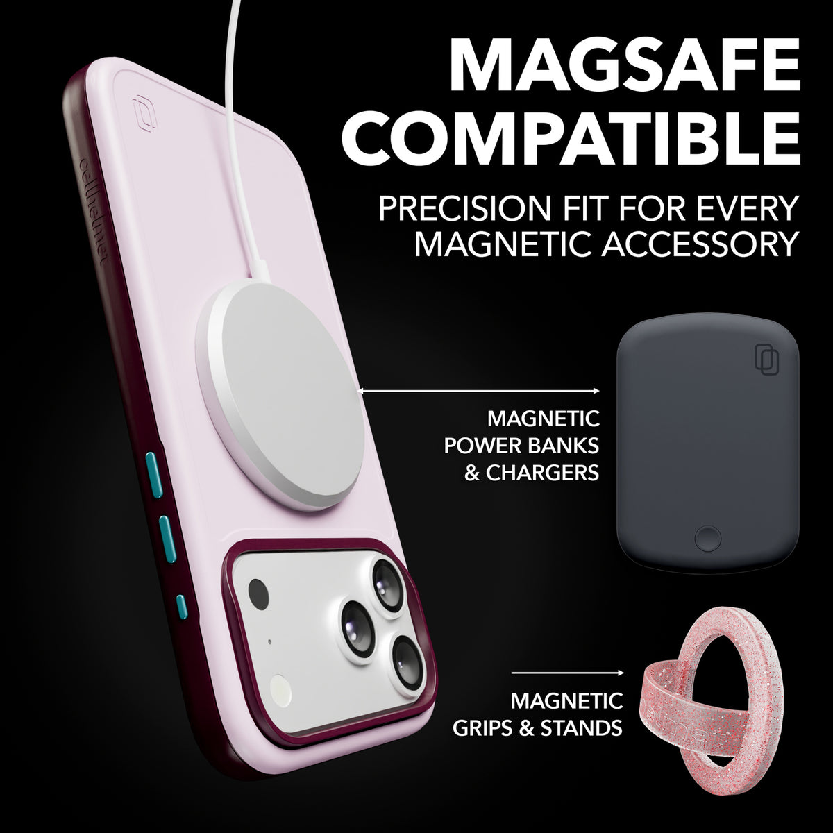 Cellhelmet Fortitude Series MagSafe-Compatible Case (iPhone 17 Pro Max — Rose - 3