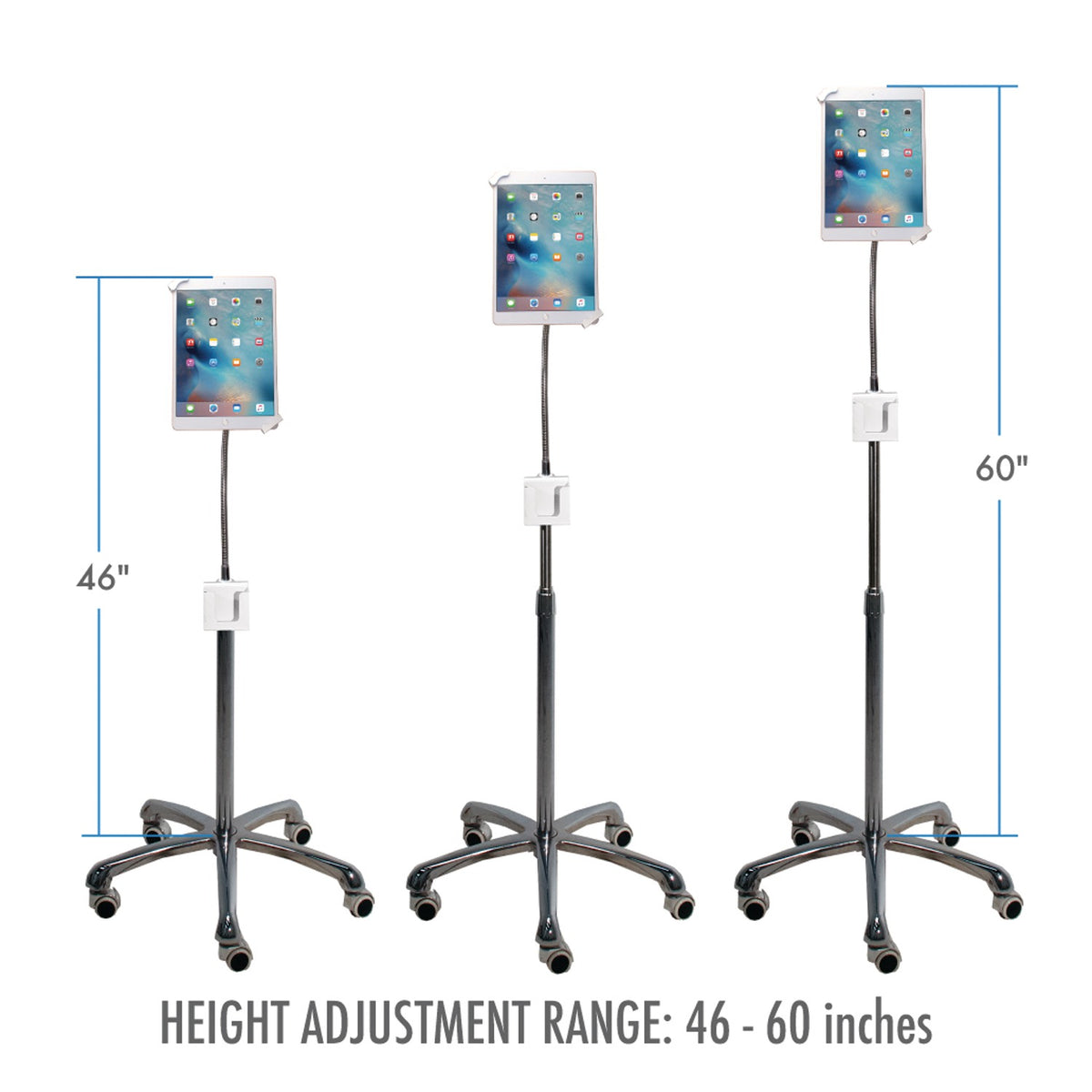 Cta Digital Heavy-Duty Security Gooseneck Floor Stand for iPad/Tablet - 3
