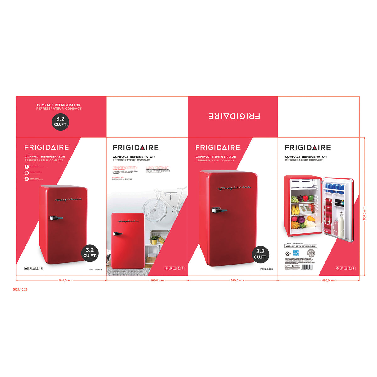 Frigidaire 3.2-Cu.-Ft. 60-Watt Retro Compact Refrigerator (Red) - 9