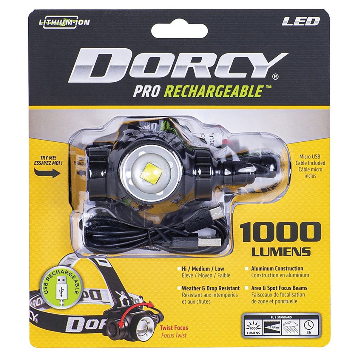 Dorcy 1,000-Lumen Pro Water-Resistant Aluminum LED Rechargeable Headlamp - 4
