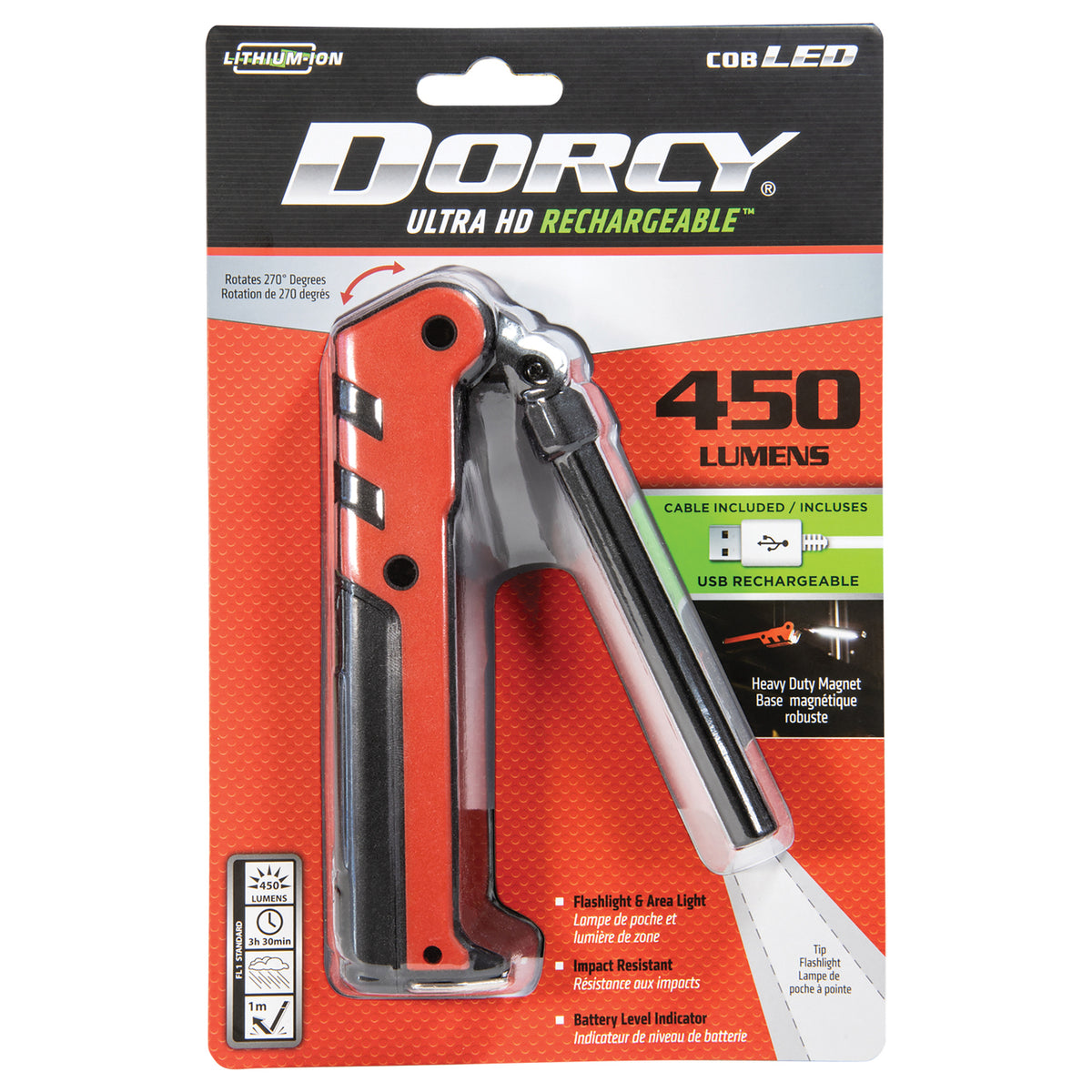 Dorcy 450-Lumen Flex Cob Rechargeable Work Light and LED Tip Inspection - 9