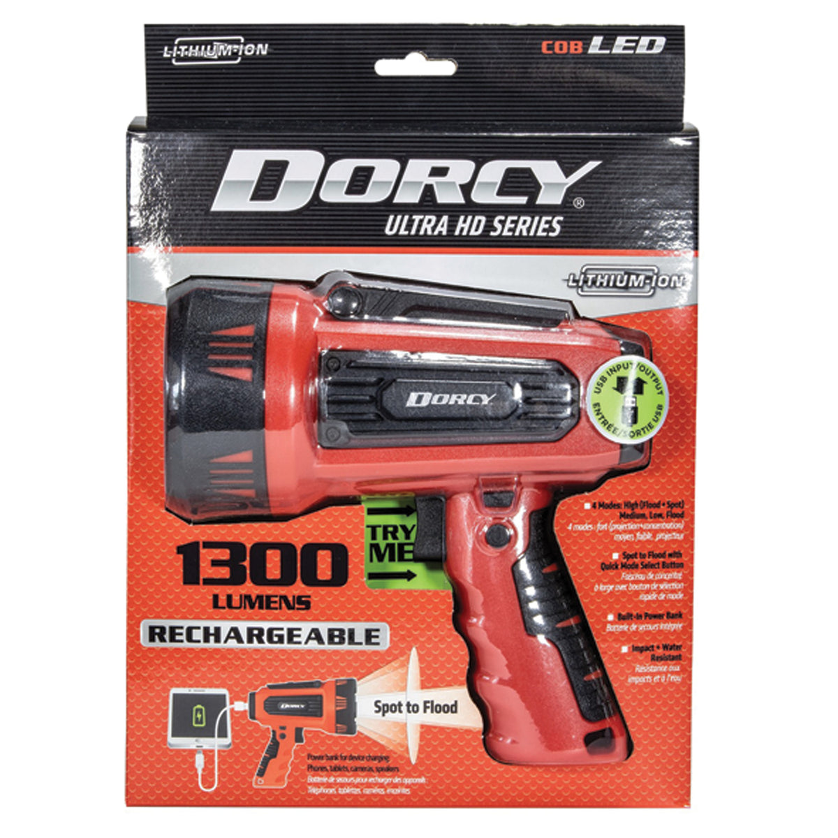 Dorcy Ultra HD 1,300-Lumen Rechargeable Spotlight + Power Bank - 4