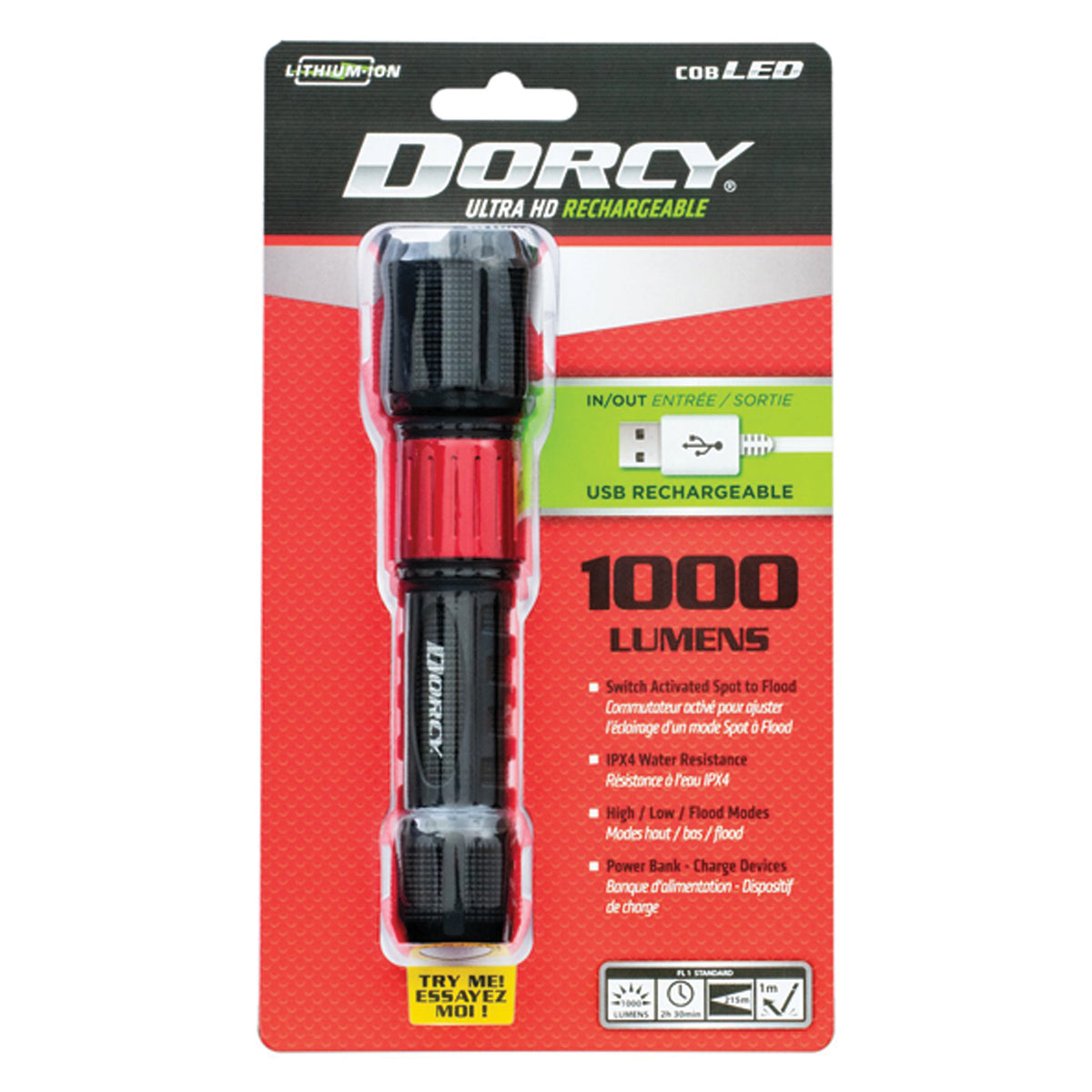 Dorcy 1,000-Lumen USB Rechargeable Flashlight - 4