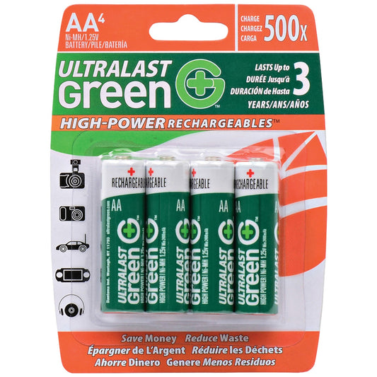 Ultralast Green High-Power Rechargeables AA NIMH Batteries (4 Pack)