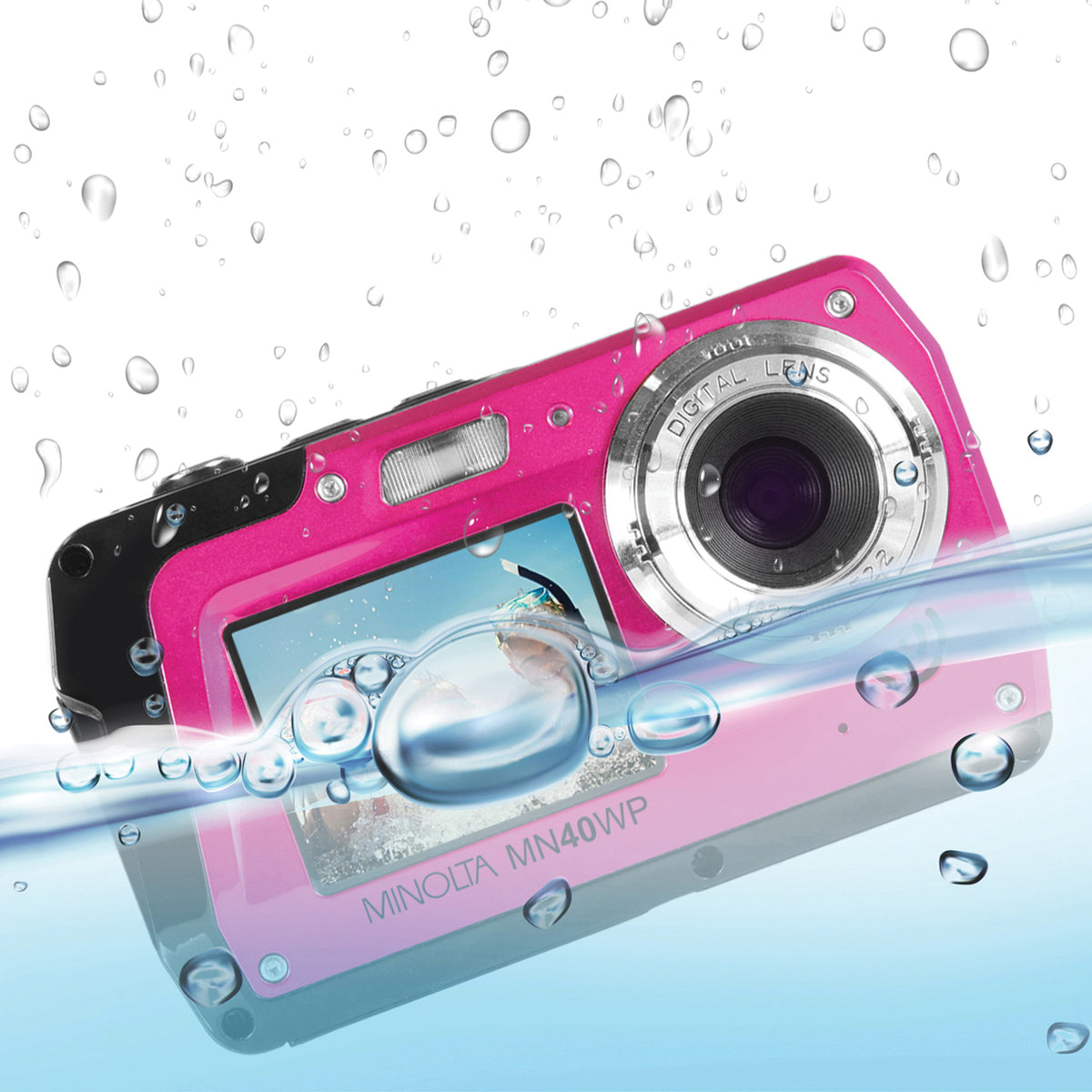 Minolta 48.0-Megapixel Waterproof Digital Camera (Pink) - 5