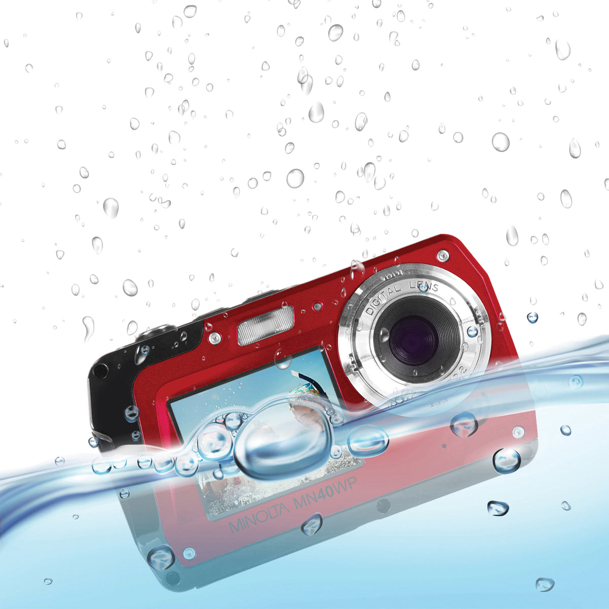 Minolta 48.0-Megapixel Waterproof Digital Camera (Red) - 5