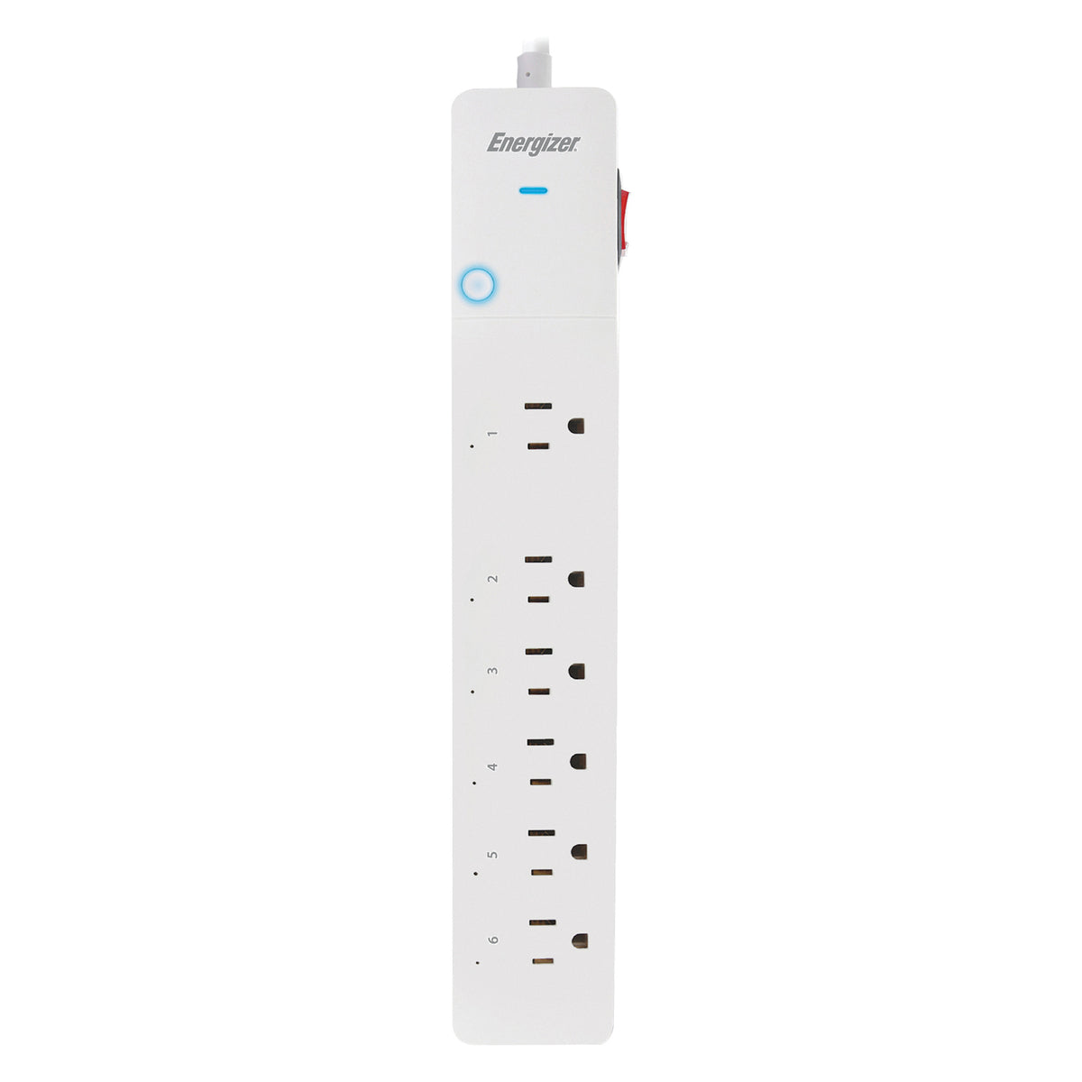 Energizer Connect 6-AC Outlet 1,200-Joules Smart Wi-Fi Surge Protector — White