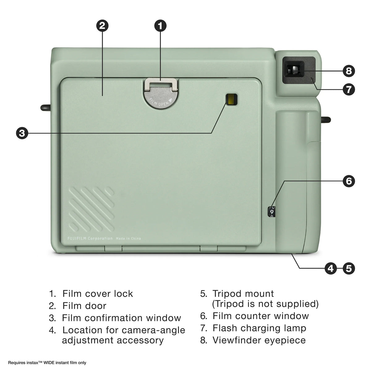 Fujifilm Instax Wide 400 Instant Film Camera (Green) - 4
