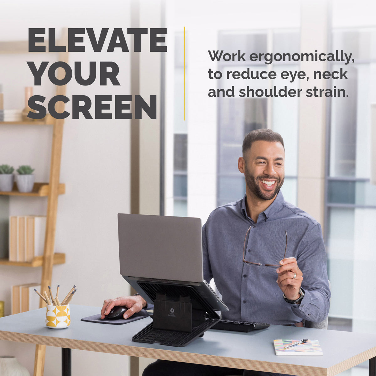 Fellowes Breyta Ergonomic Laptop Riser Stand (Black) - 6