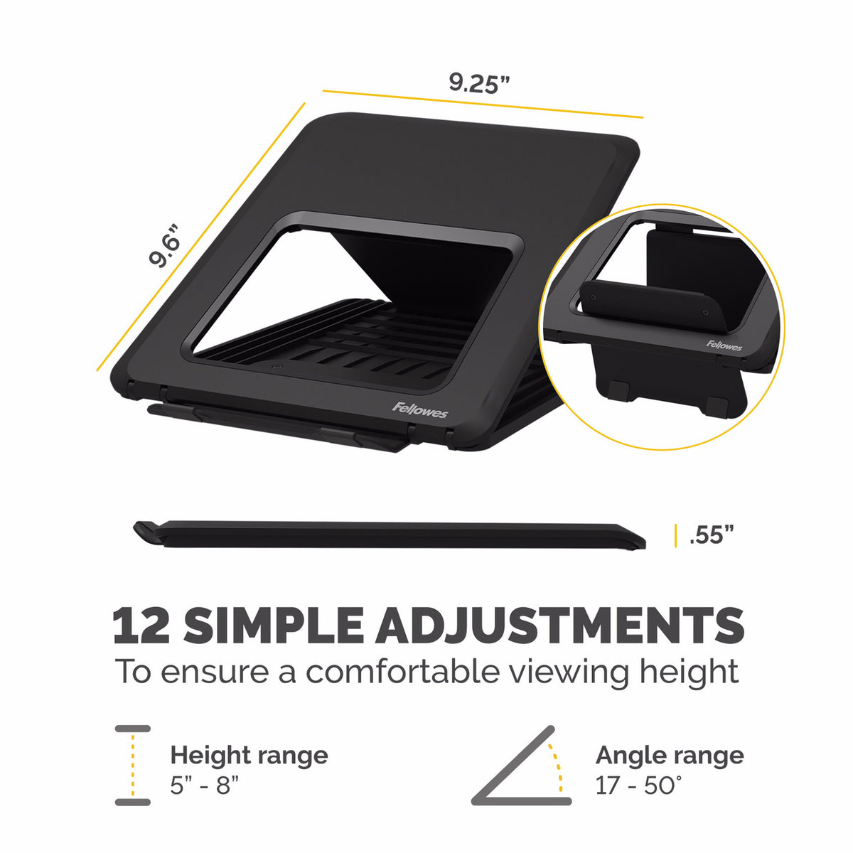 Fellowes Breyta Ergonomic Laptop Riser Stand (Black) - 10