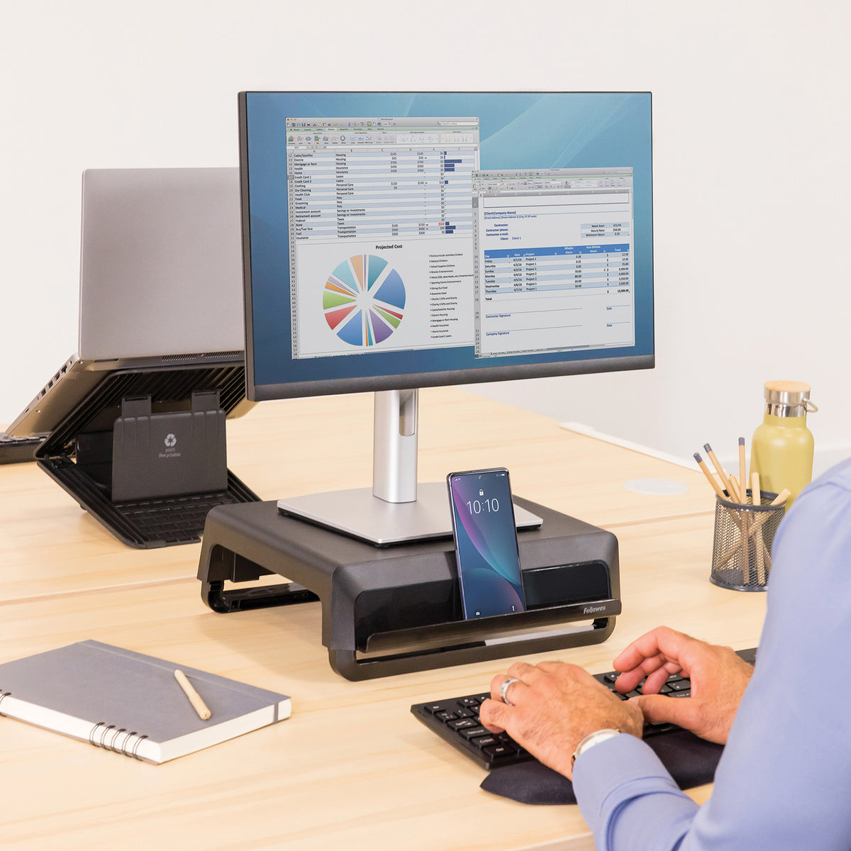 Fellowes Breyta Ergonomic Monitor Riser (Black) - 3