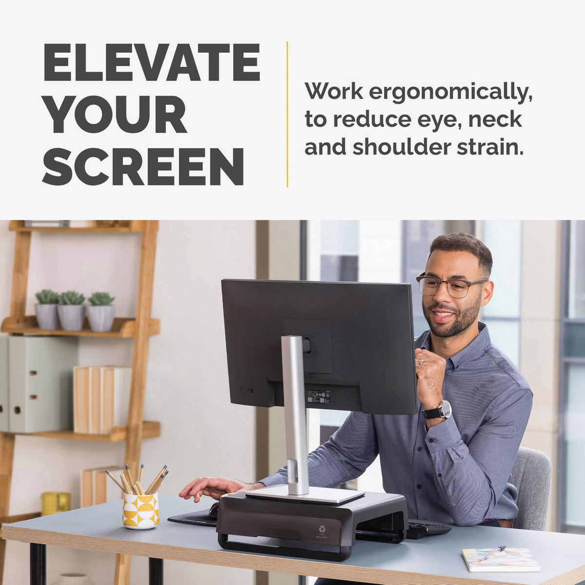 Fellowes Breyta Ergonomic Monitor Riser (Black) - 9