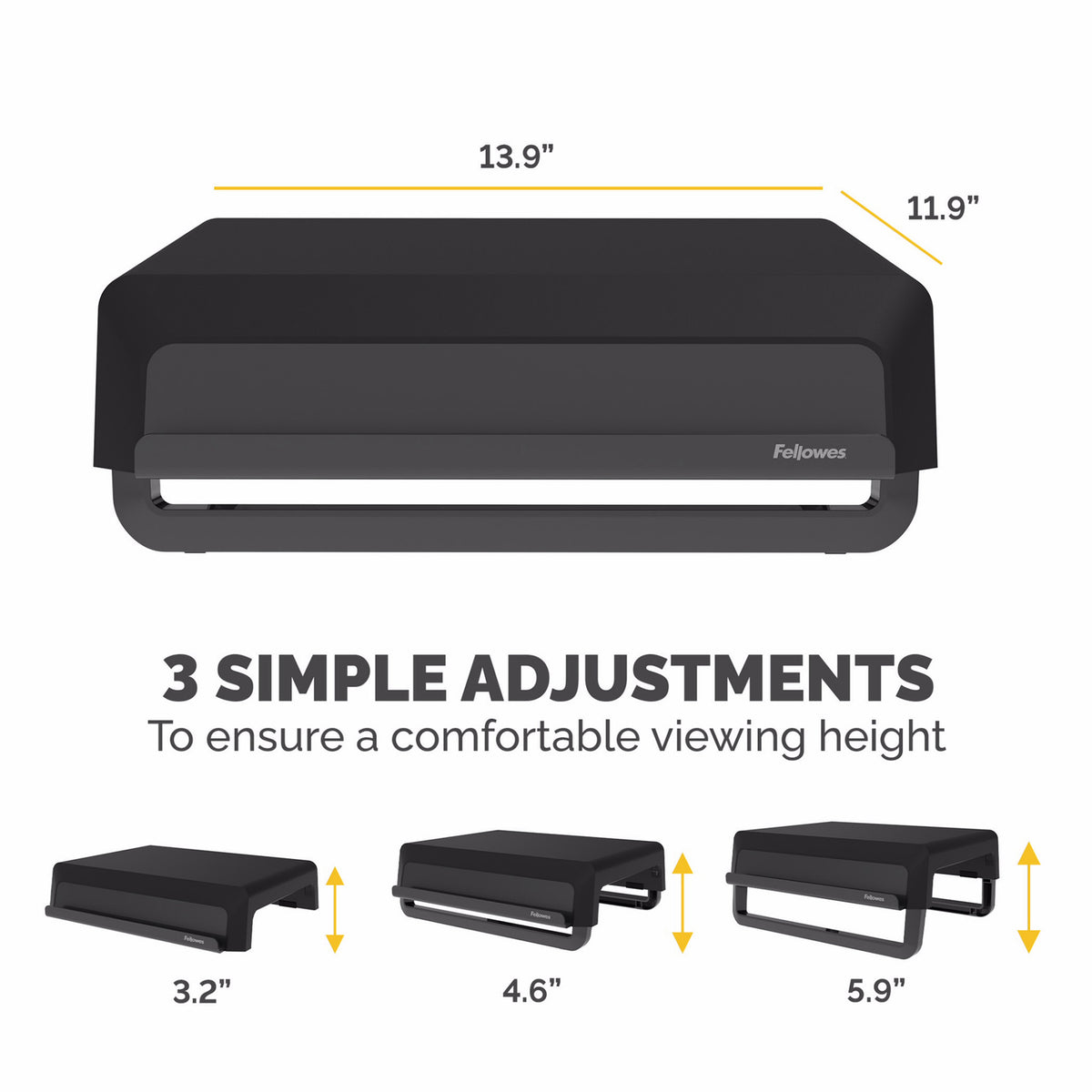 Fellowes Breyta Ergonomic Monitor Riser (Black) - 11